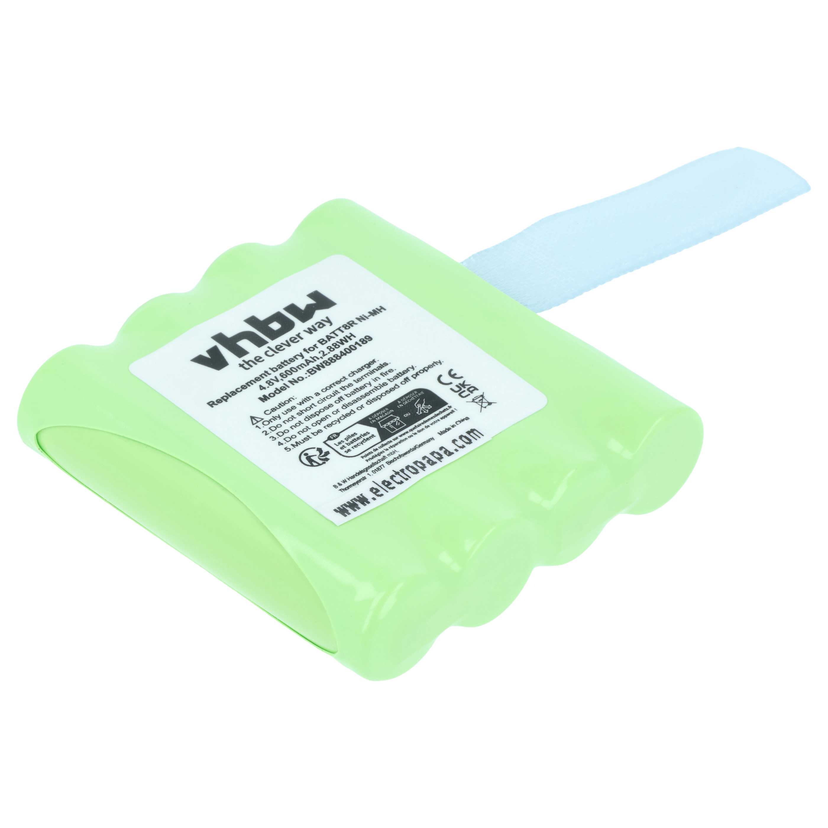 Radio 2x Battery replaces BATT8R, KEBT072A, KEBT-072-A - 600 mAh 4.8 V NiMH