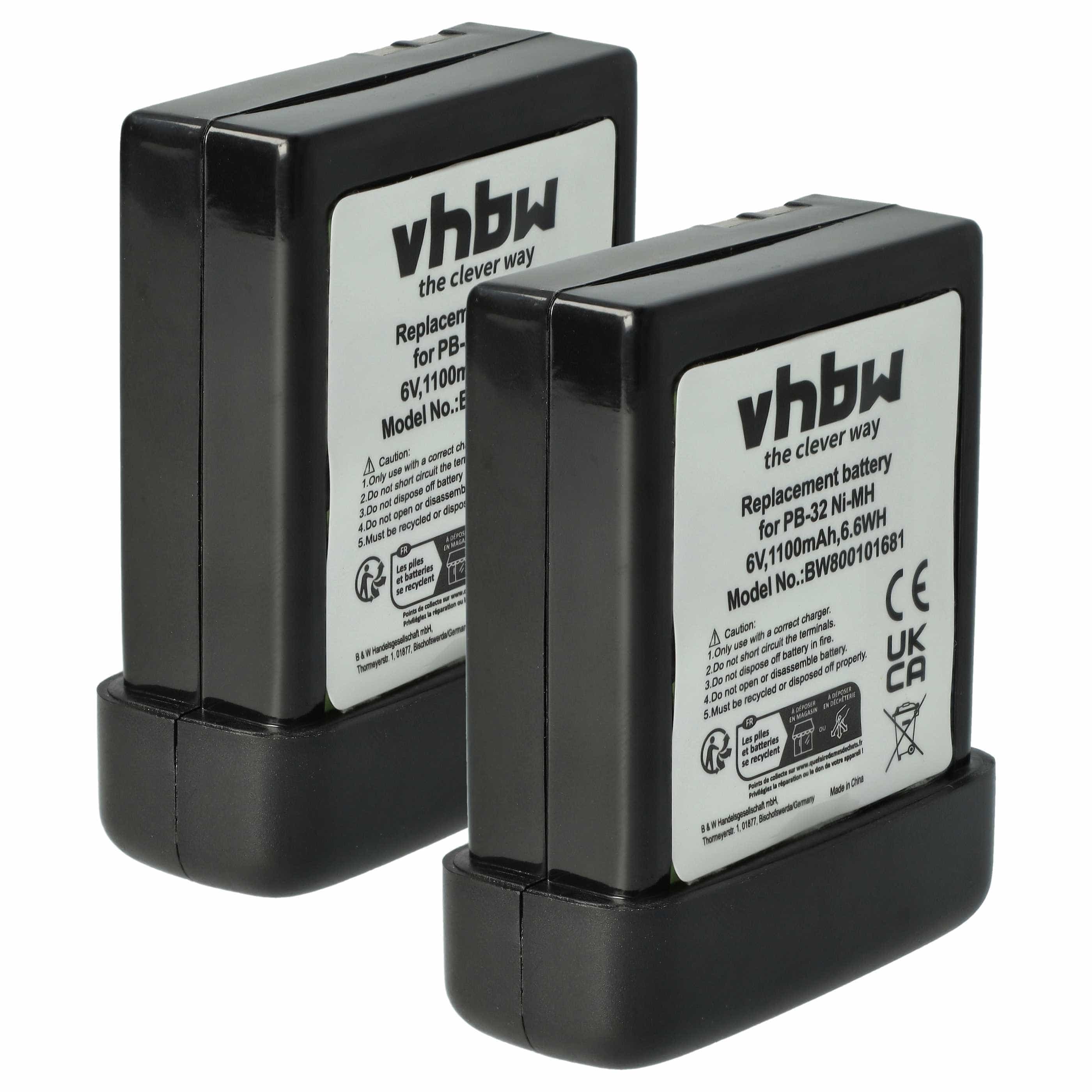Radio 2x Battery replaces Kenwood PB-32, PB-32H, PB-33, PB-34 - 1100 mAh 6 V NiMH