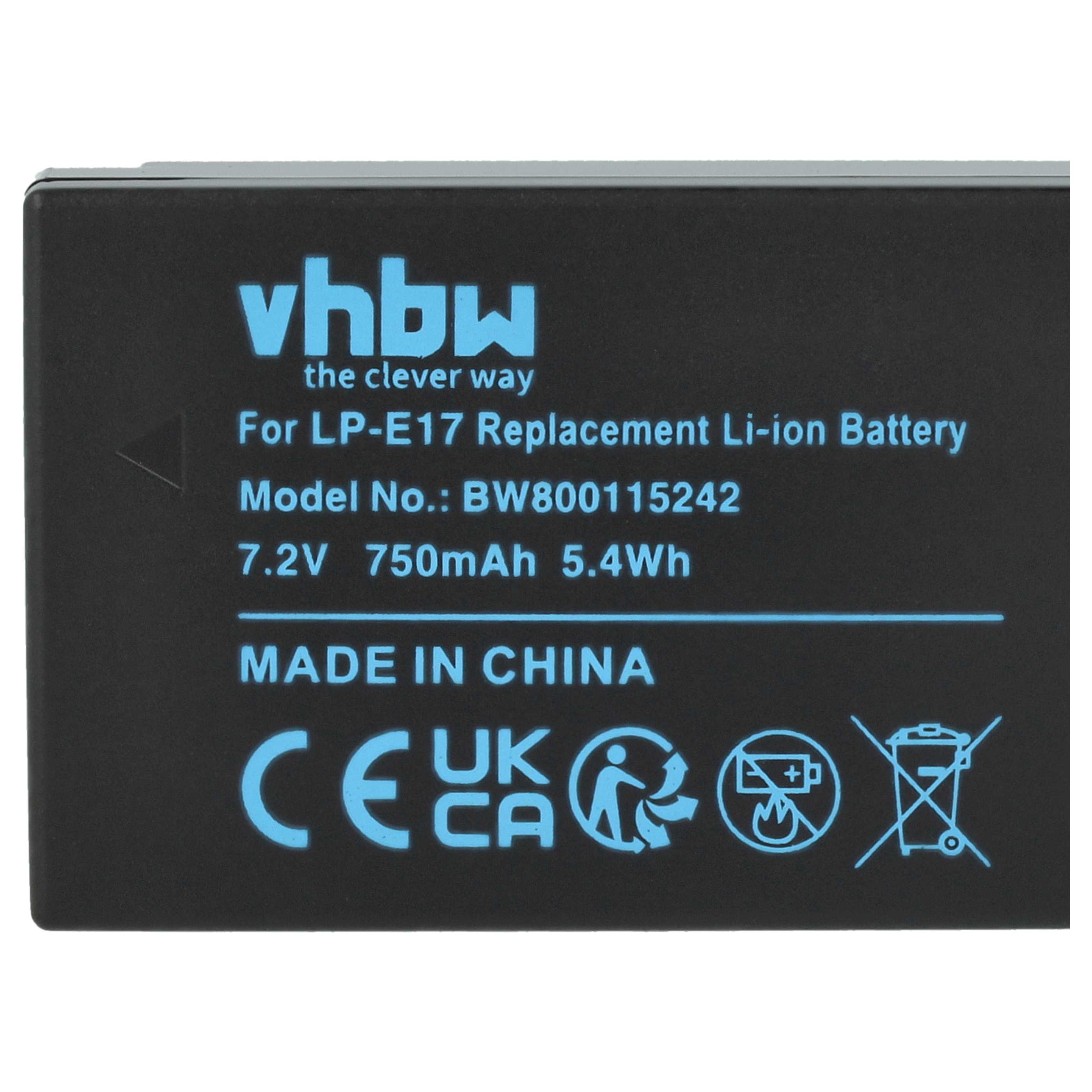 3x Battery replaces Canon LP-E17 - 750mAh, 7.2V, Li-Ion