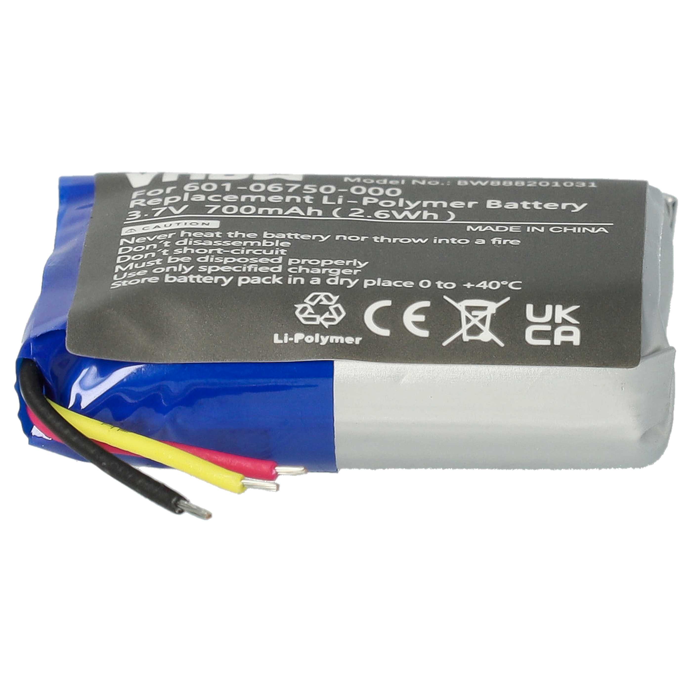 Videocamera Battery replaces GoPro 601-06750-000, 601-10257-000, 601-06750-101 - 700 mAh 3.7 V Li-polymer