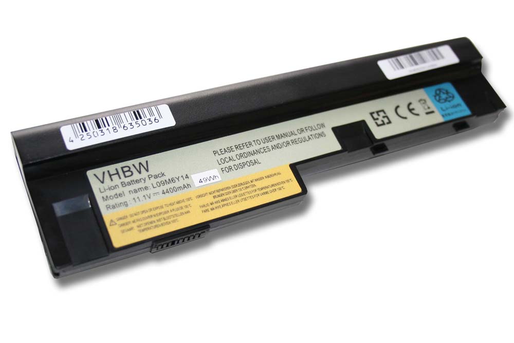 Batterie remplace Lenovo 121000921, 121000920, 121000919 pour ordinateur portable - 4400mAh 11,1V Li-ion, noir
