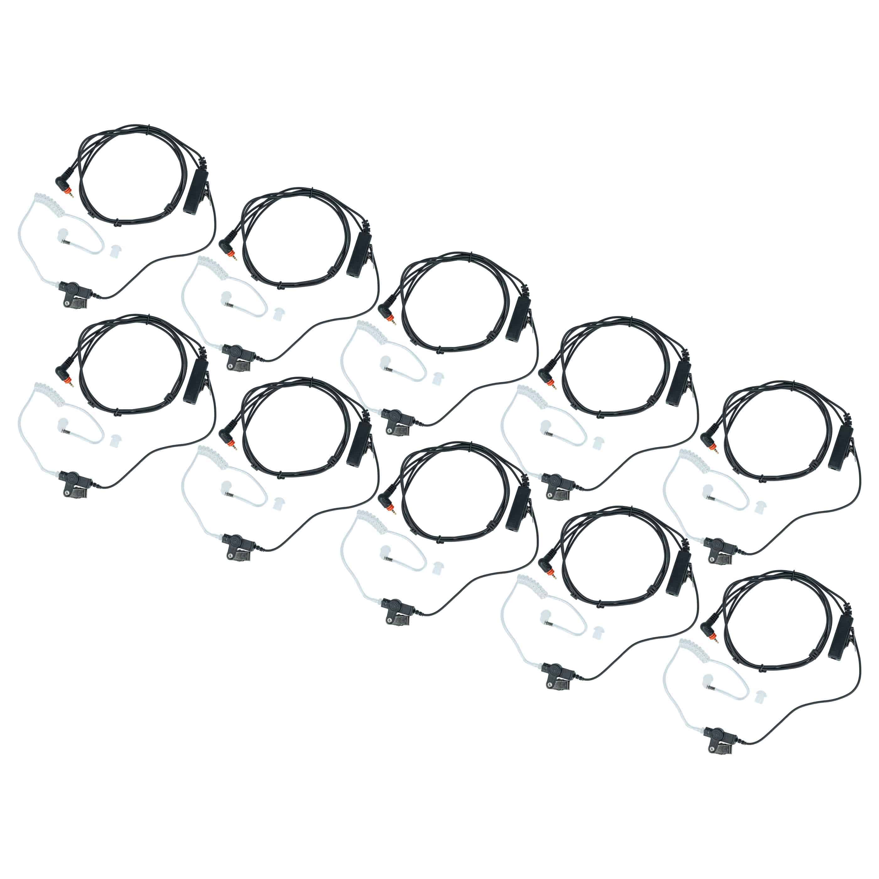 10x Security Headset suitable for Motorola SL1M Radio - "Take Call Button", Clip Mount + Phono Cable