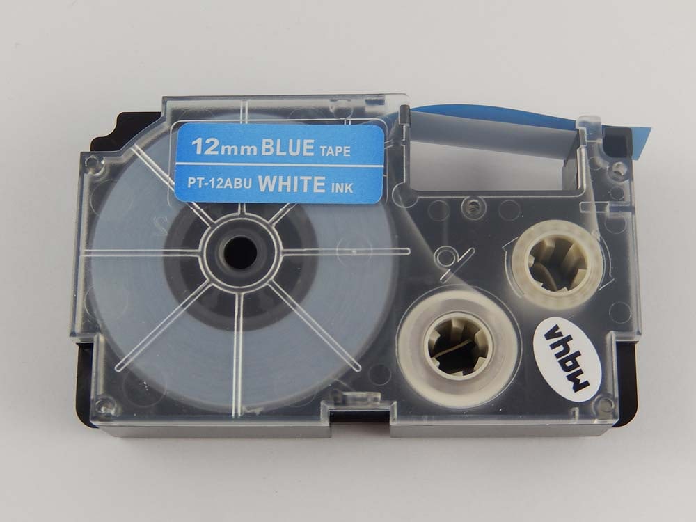 Label Tape replaces Casio XR-12ABU1, XR-12ABU - 12 mm White to Blue