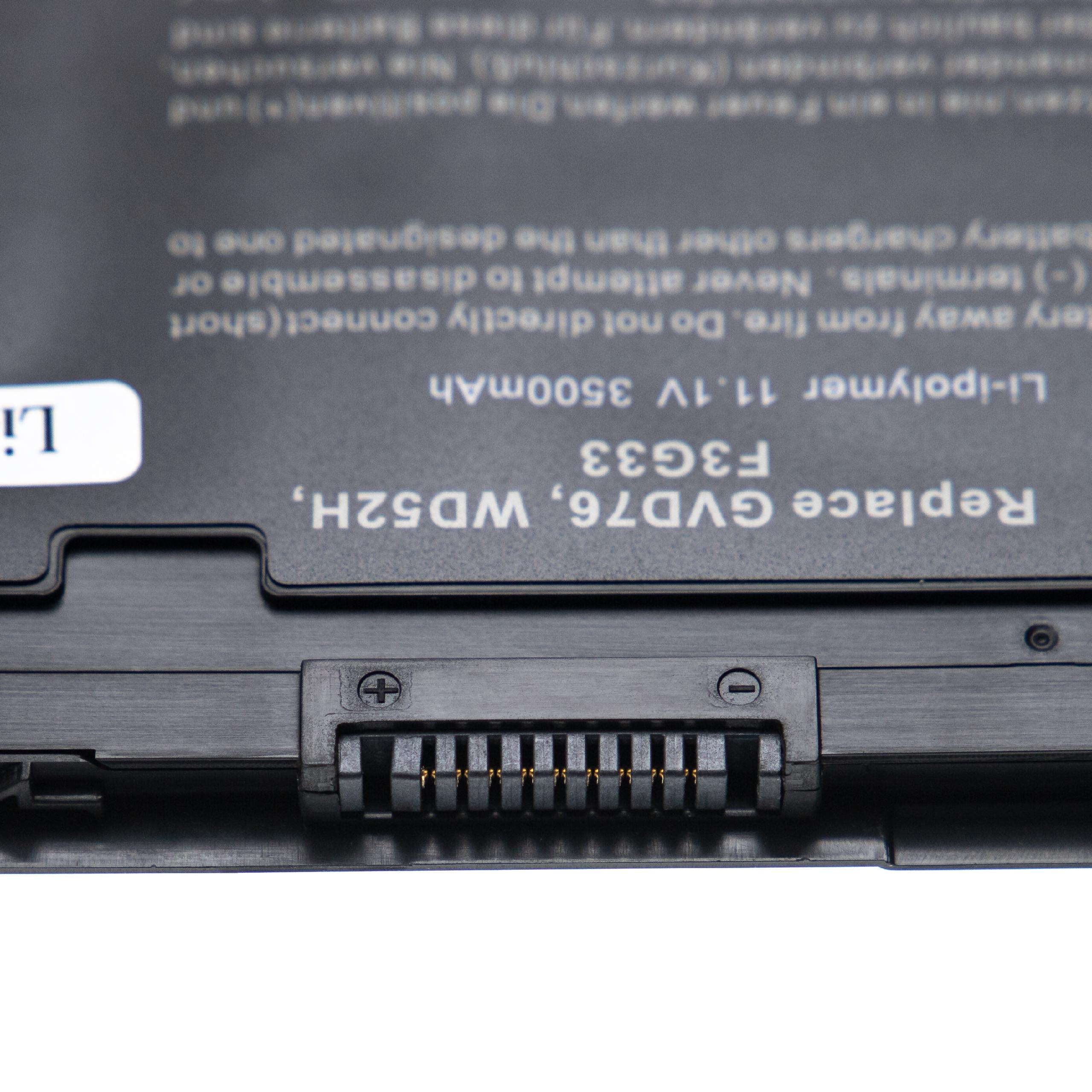 Batería reemplaza Dell 3G33, 0W57CV, 451-BBFW, 451-BBFX para notebook Dell - 3500 mAh 11,1 V Li-Ion negro