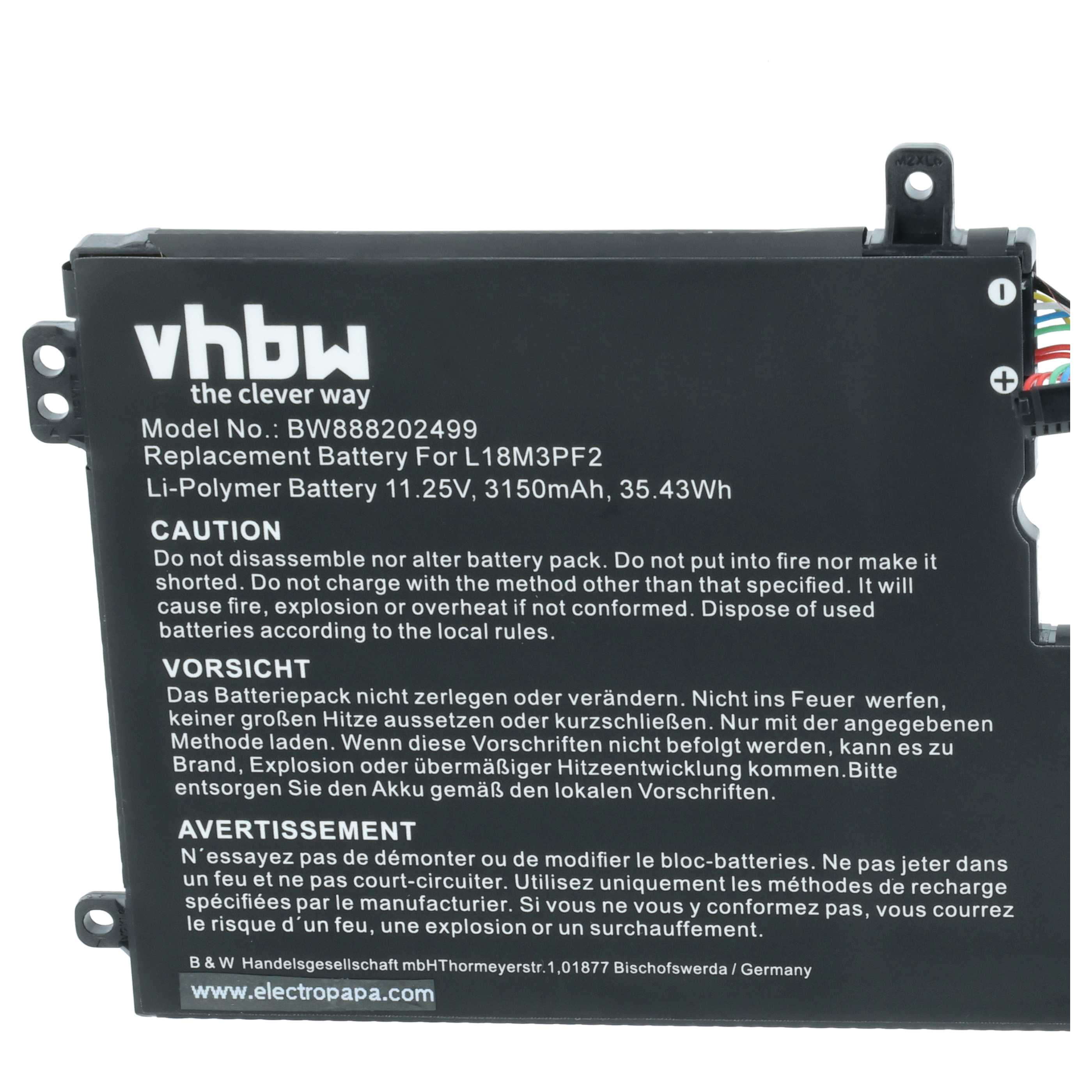 Akumulator do laptopa zamiennik Lenovo 5B10W67321, 5B10T26393, 5B10T03404, 5B10T03402 - 3150 mAh 11,25 V LiPo