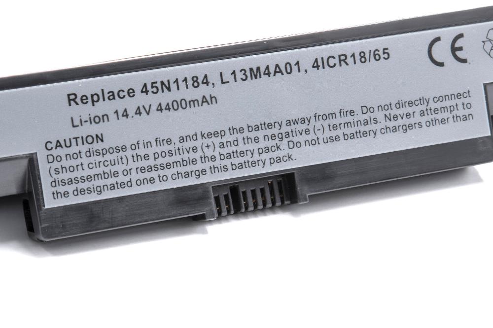 Batterie remplace Lenovo 45N1184, 45N1185, 45N1183 pour ordinateur portable - 4400mAh 14,4V Li-ion, noir