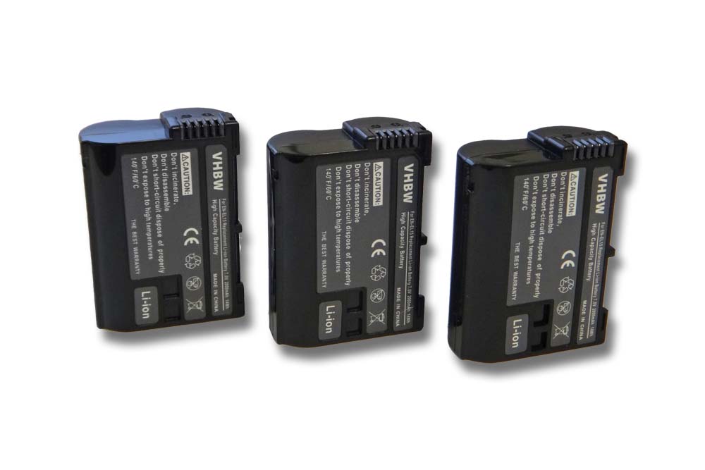 Batteria (3x pezzo) sostituisce Nikon EN-EL15, EN-EL15A per fotocamera Nikon - 2000mAh 7V Li-Ion + chip