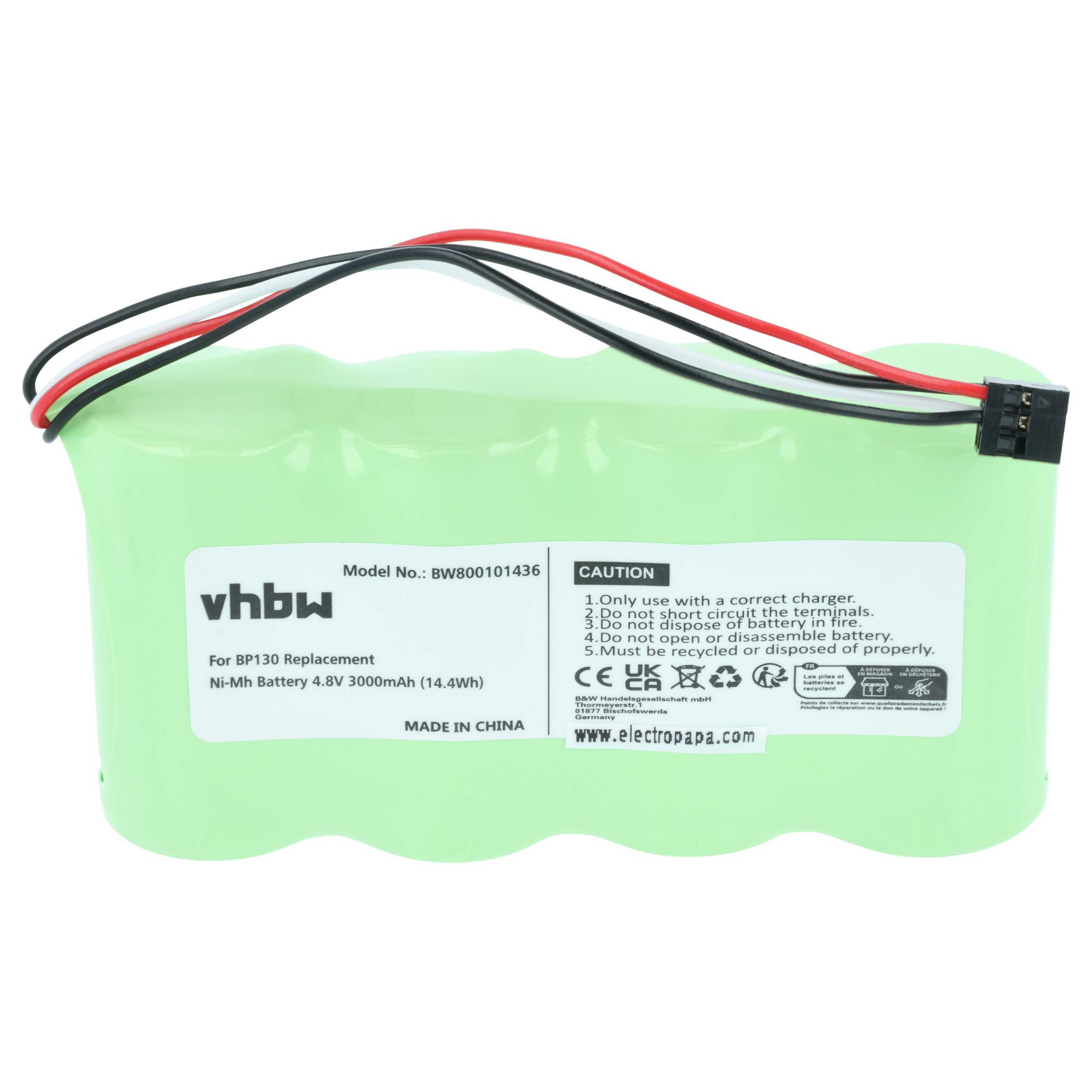 Batería reemplaza BP-130, BP130 para dispositivo medición (3000 mAh, 4,8 V, NiMH)