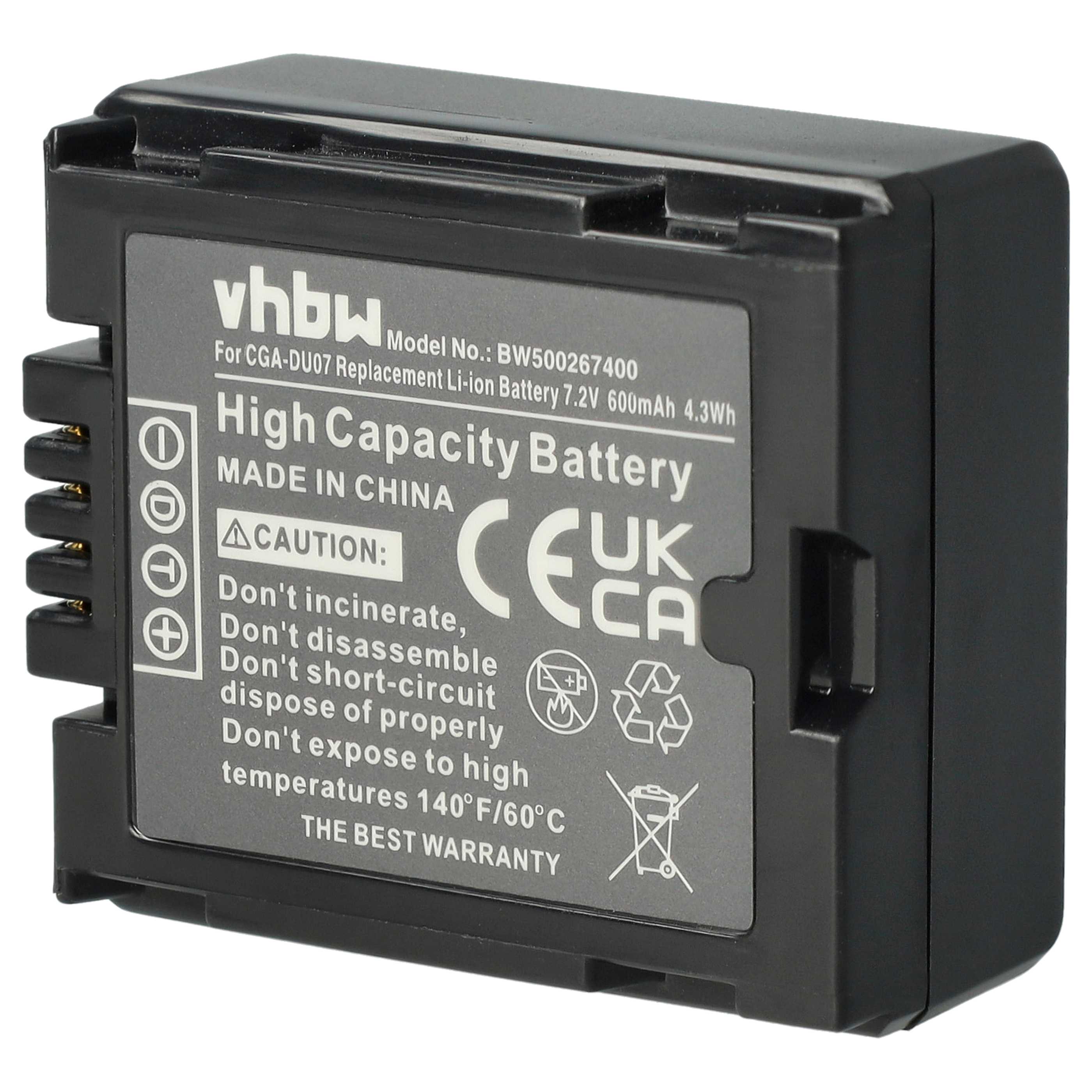 Batería reemplaza Hitachi DZ-BP07s, DZ-BP14s, DZ-BP21s para videocámara - 600 mAh, 7,2 V