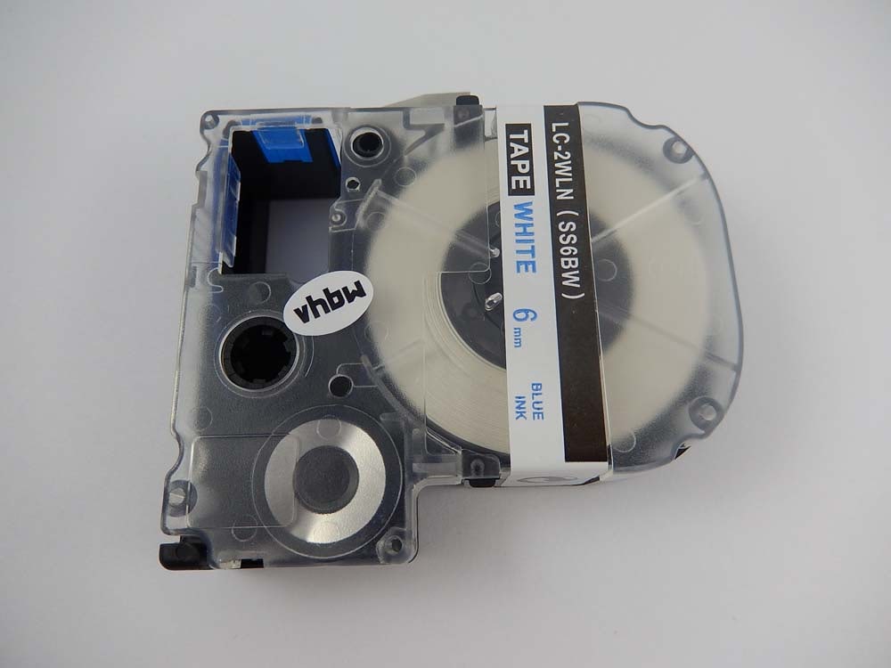 Label Tape replaces Epson LC-2WLN - 6 mm Blue to White
