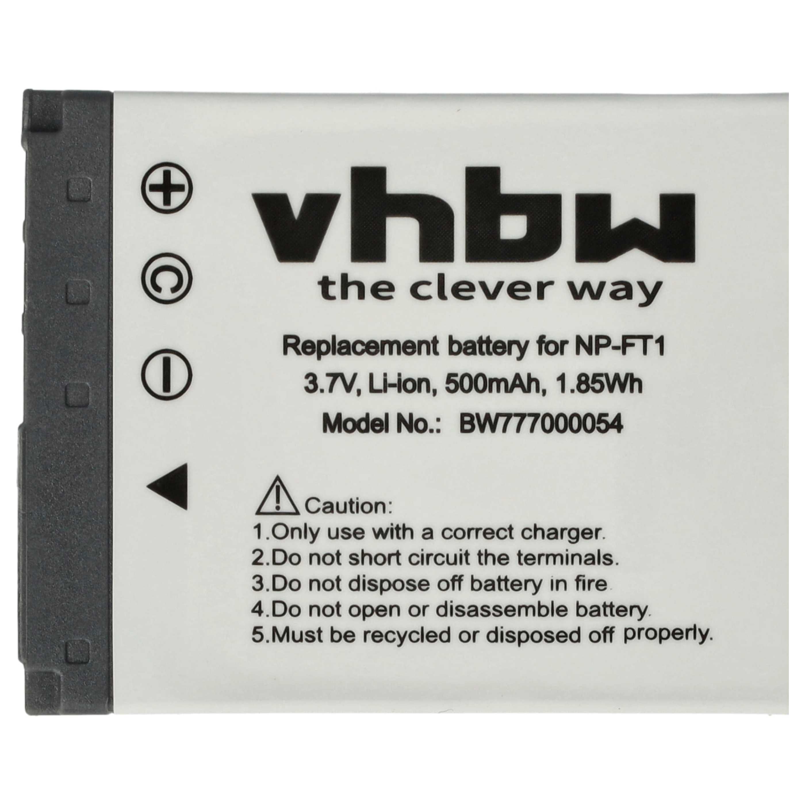 2x Battery replaces Sony NP-FT1 - 500mAh, 3.6V, Li-Ion