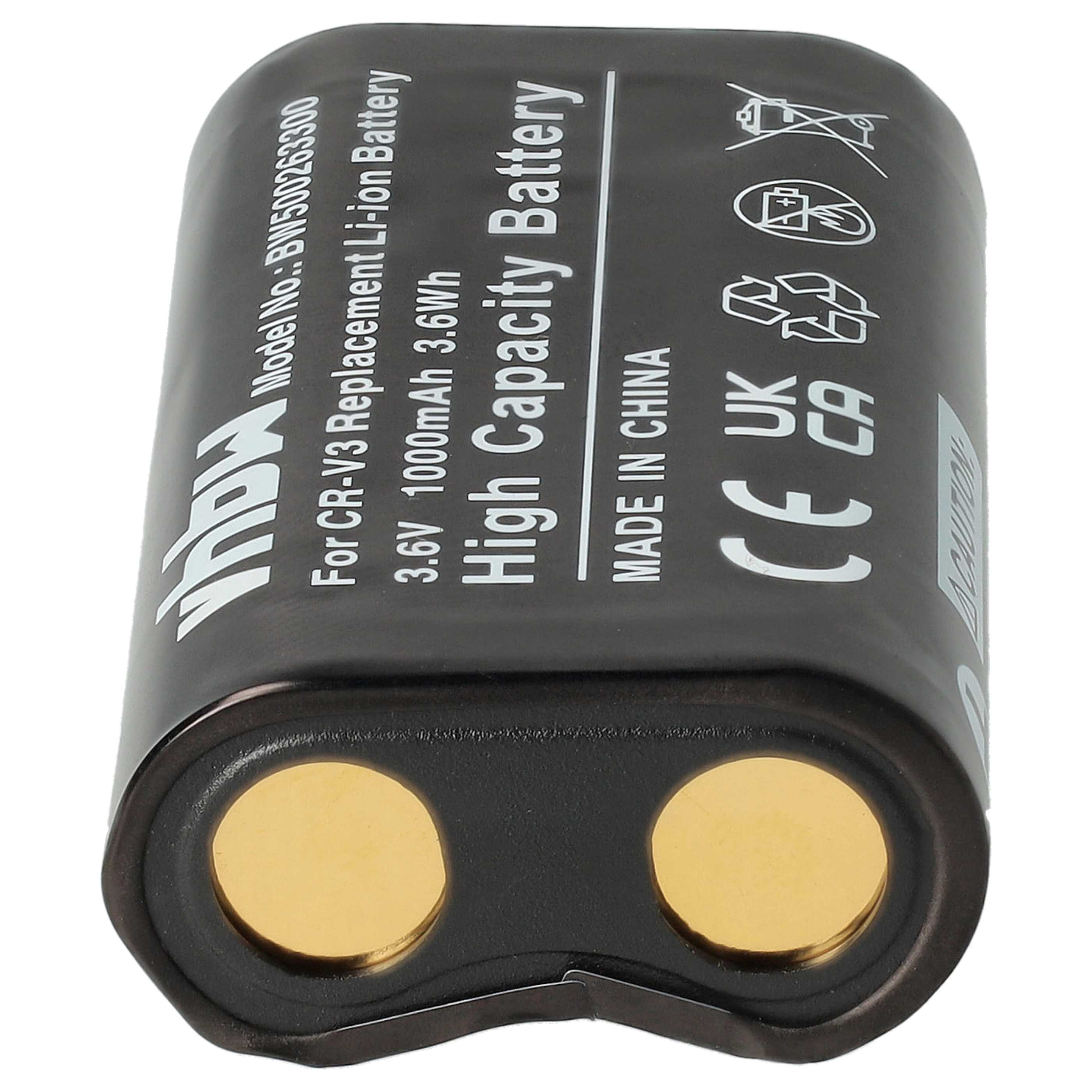 3x Battery replaces RV3, RCR-V3, LB01, LB-01, CR-V3P, CR-V3 - 1000mAh, 3.6V, Li-Ion