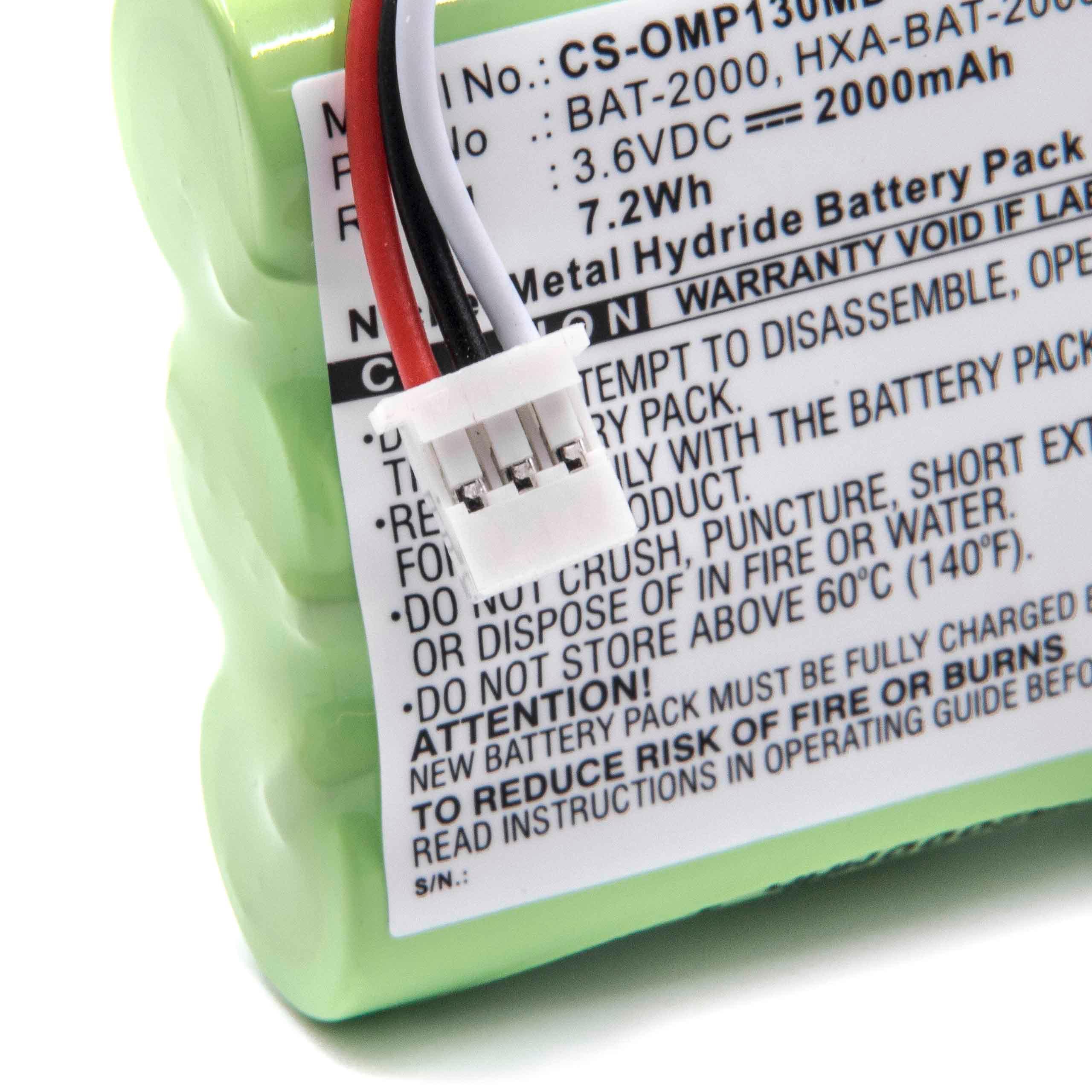 Batterie remplace Omron BAT-2000 pour appareil médical - 2000mAh 3,6V NiMH