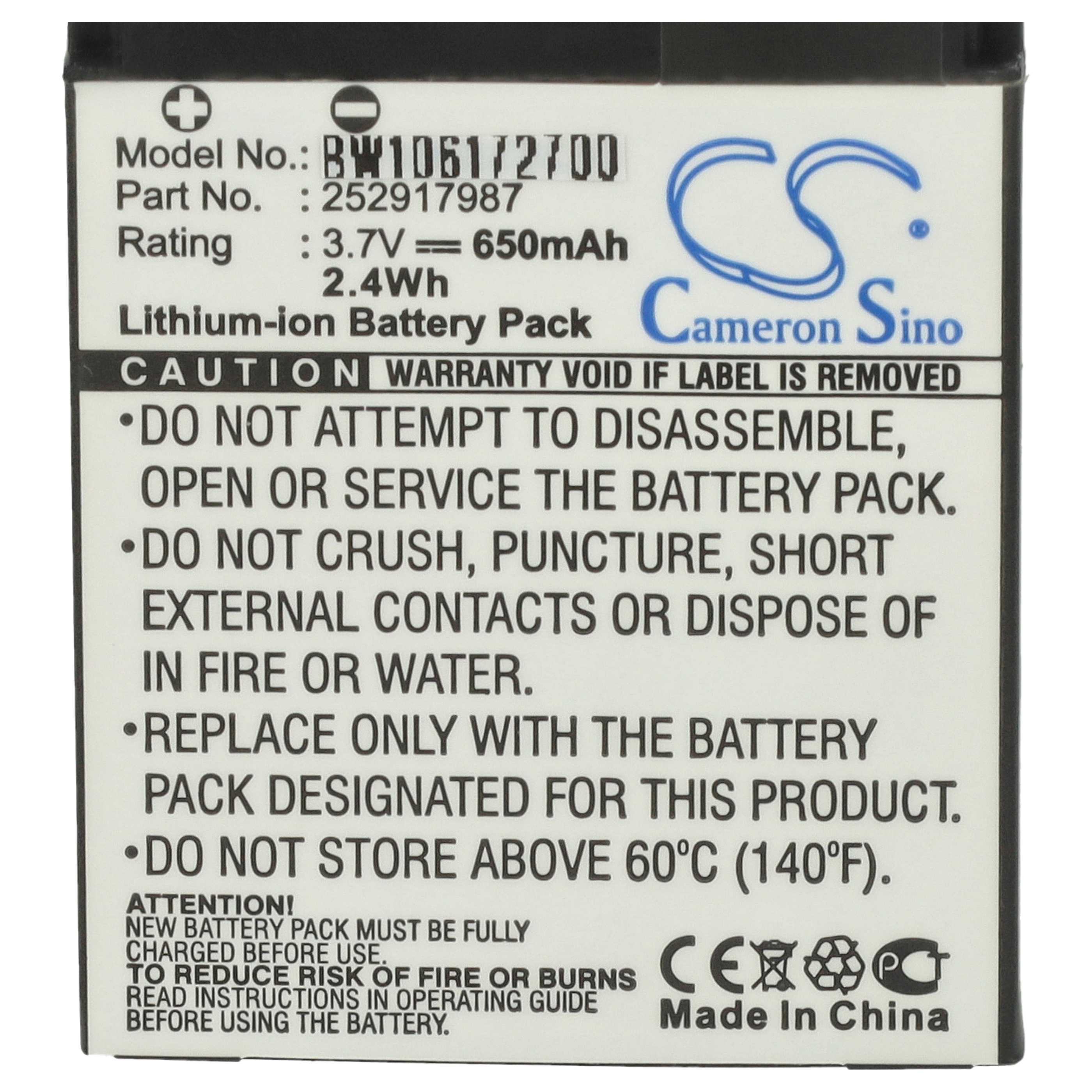 Akumulator do telefonu smartfona zamiennik Sagem 287144358, 252917987, 253030172 - 650 mAh 3,7 V Li-Ion