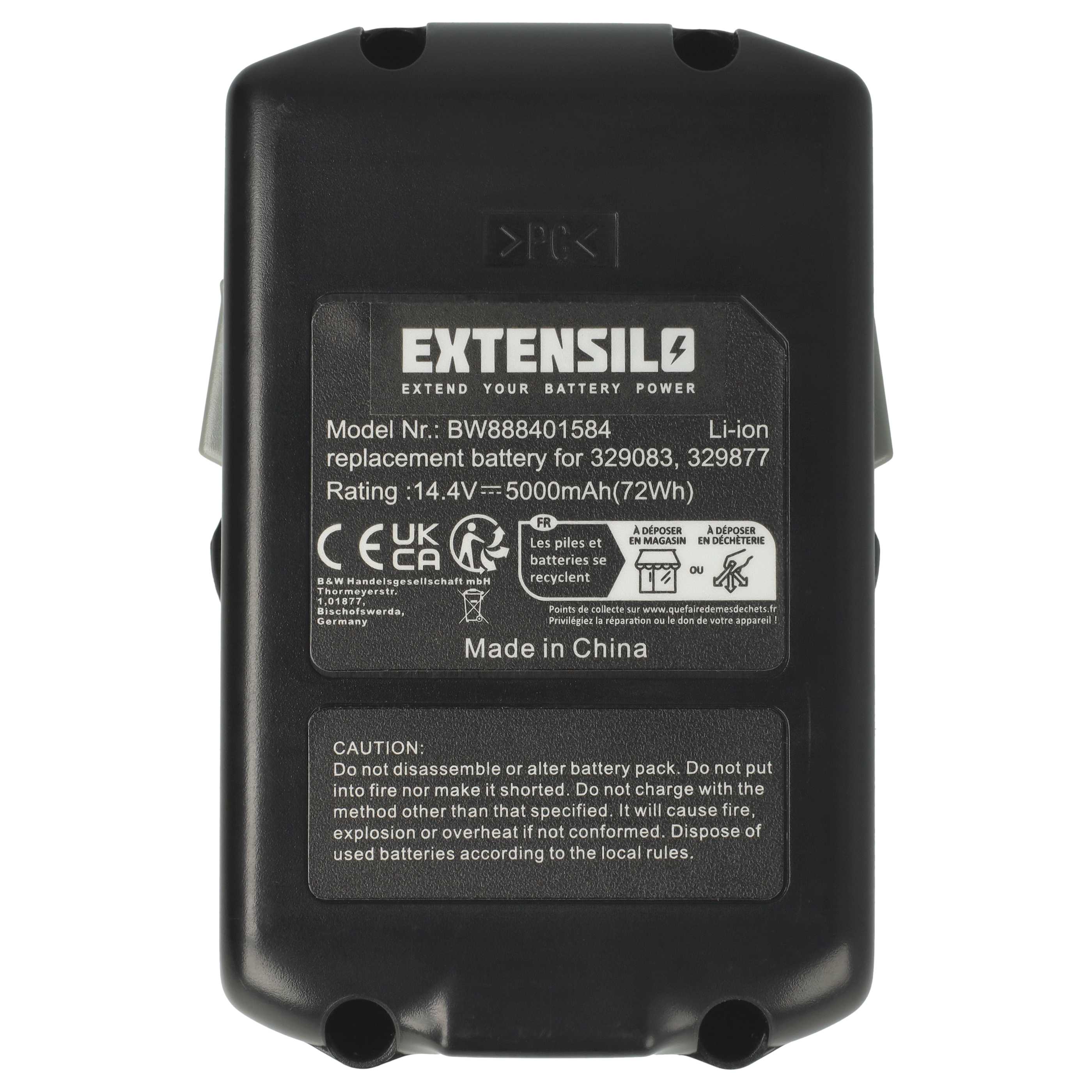 Battery replaces Hitachi Hikoki 329877, 329083, 329901 Electric Power Tool - 5000 mAh, 14.4 V, Li-Ion