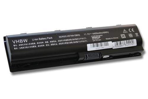 Notebook Battery Replacement for HP HSTNN-DB0Q, 586021-001, 582215-241 - 4400mAh 11.1V Li-Ion, black