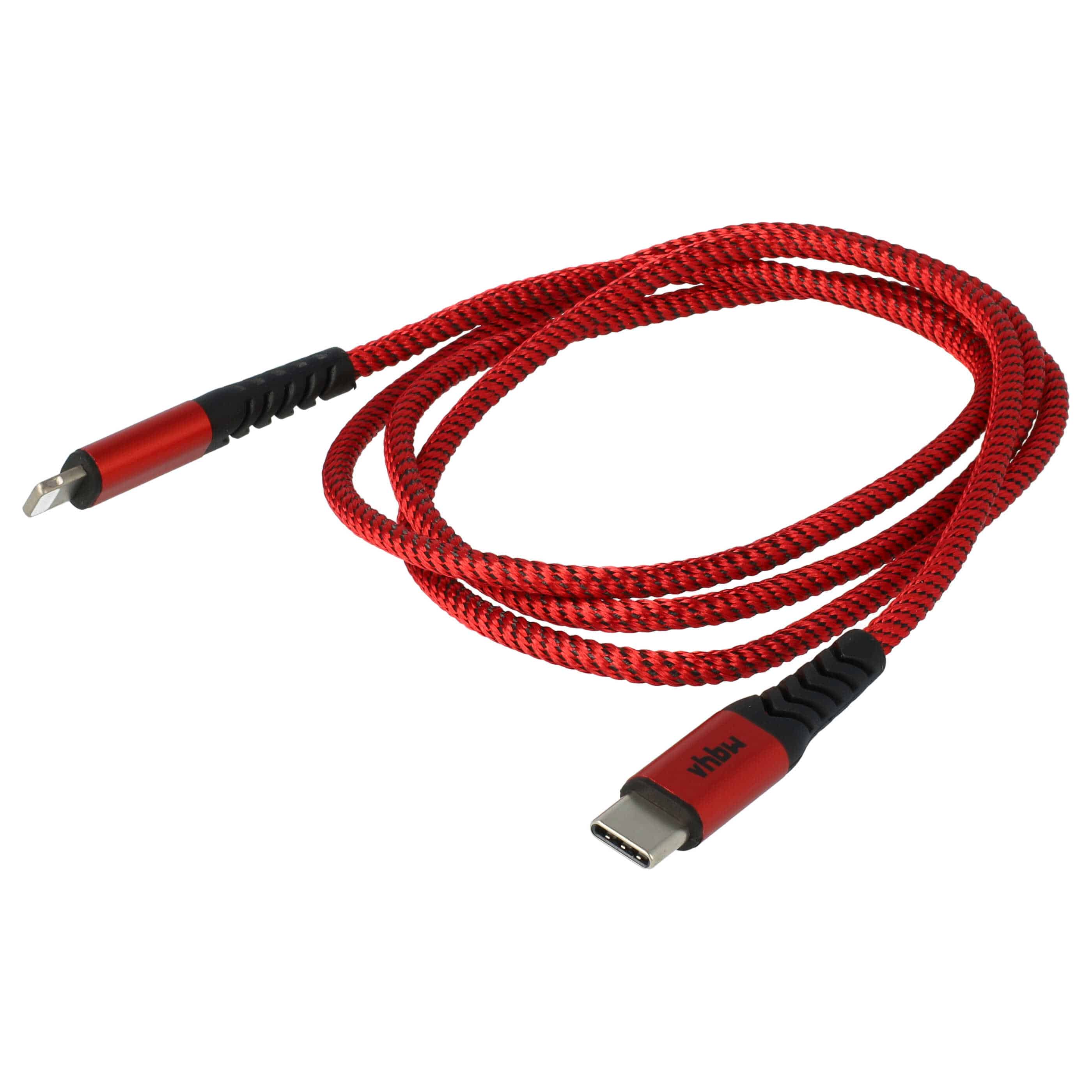 3x Lightning Kabel auf USB C, Thunderbolt 3 passend für Apple MacBook Apple iOS Geräte - Rot Schwarz, 100cm