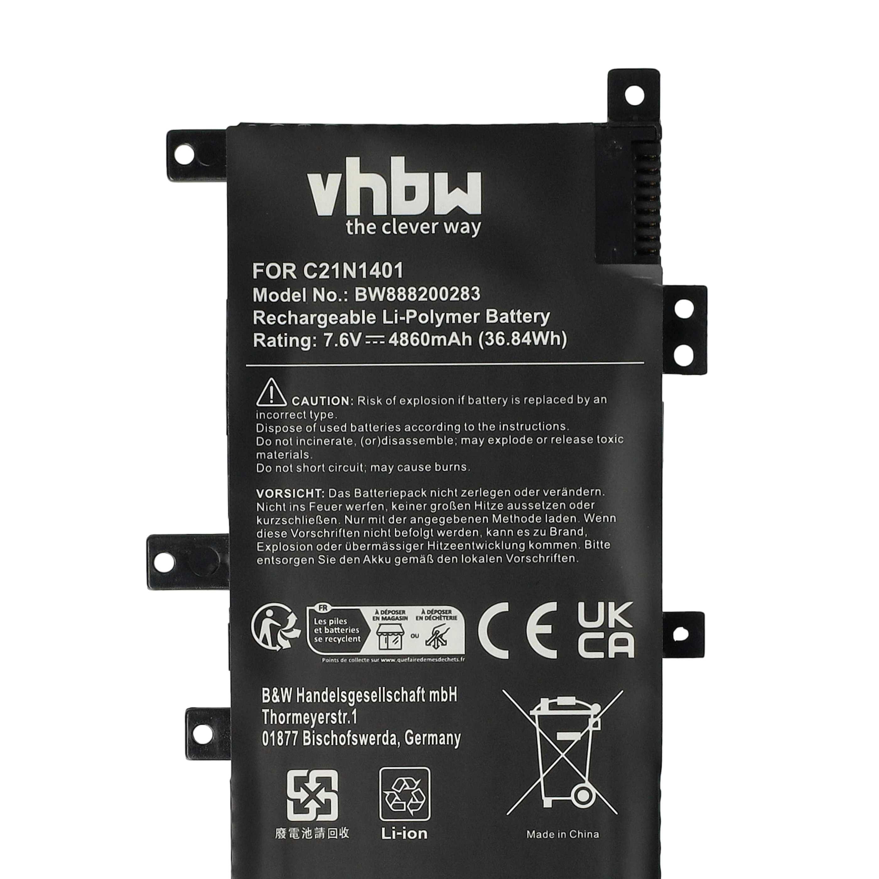 Akumulator do laptopa zamiennik Asus PP21AT149Q-1, C21N1409, C21N1401, 0B200-01130200 - 4860 mAh 7,6 V LiPo