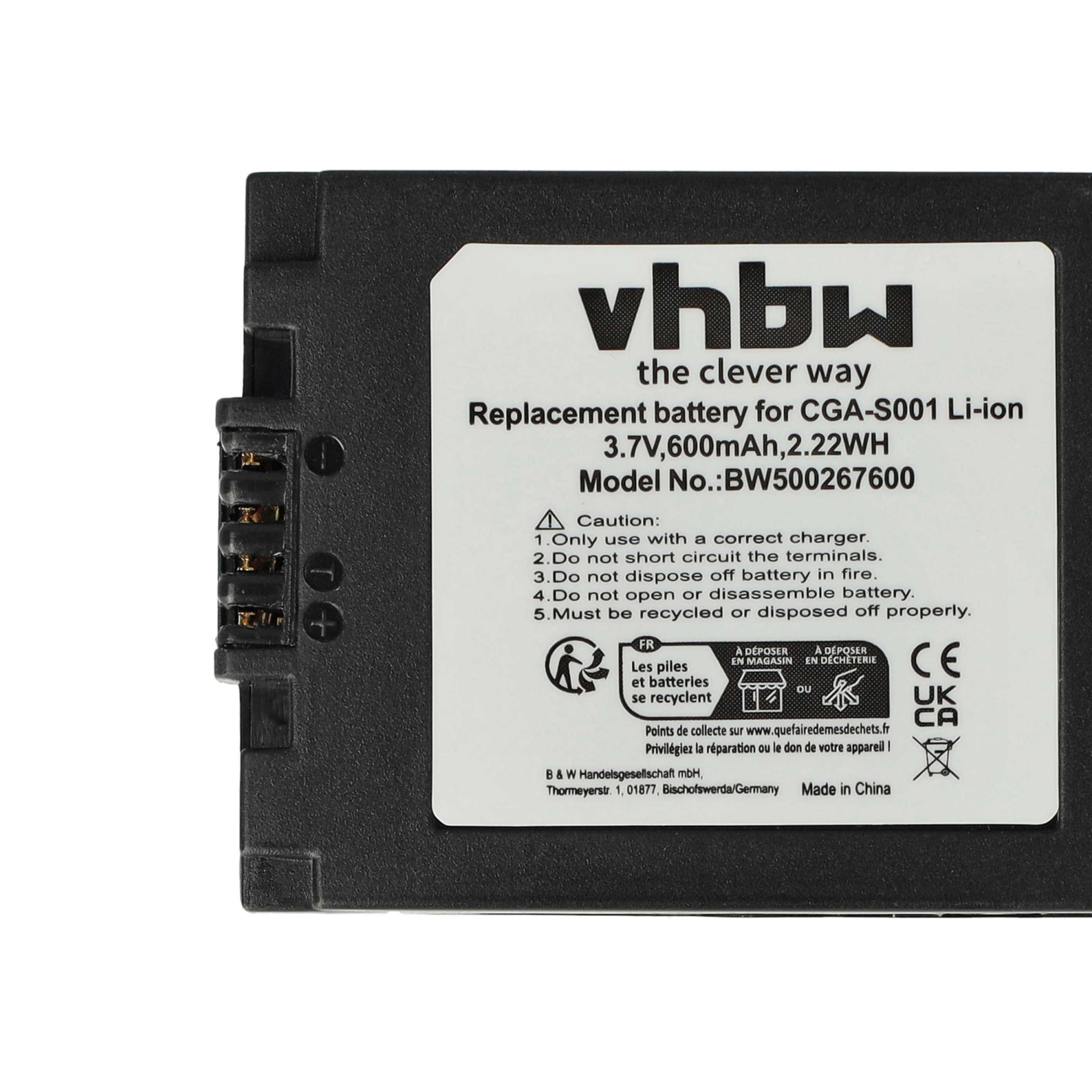 3x Battery replaces Leica BP-DC2 - 500mAh, 3.6V, Li-Ion