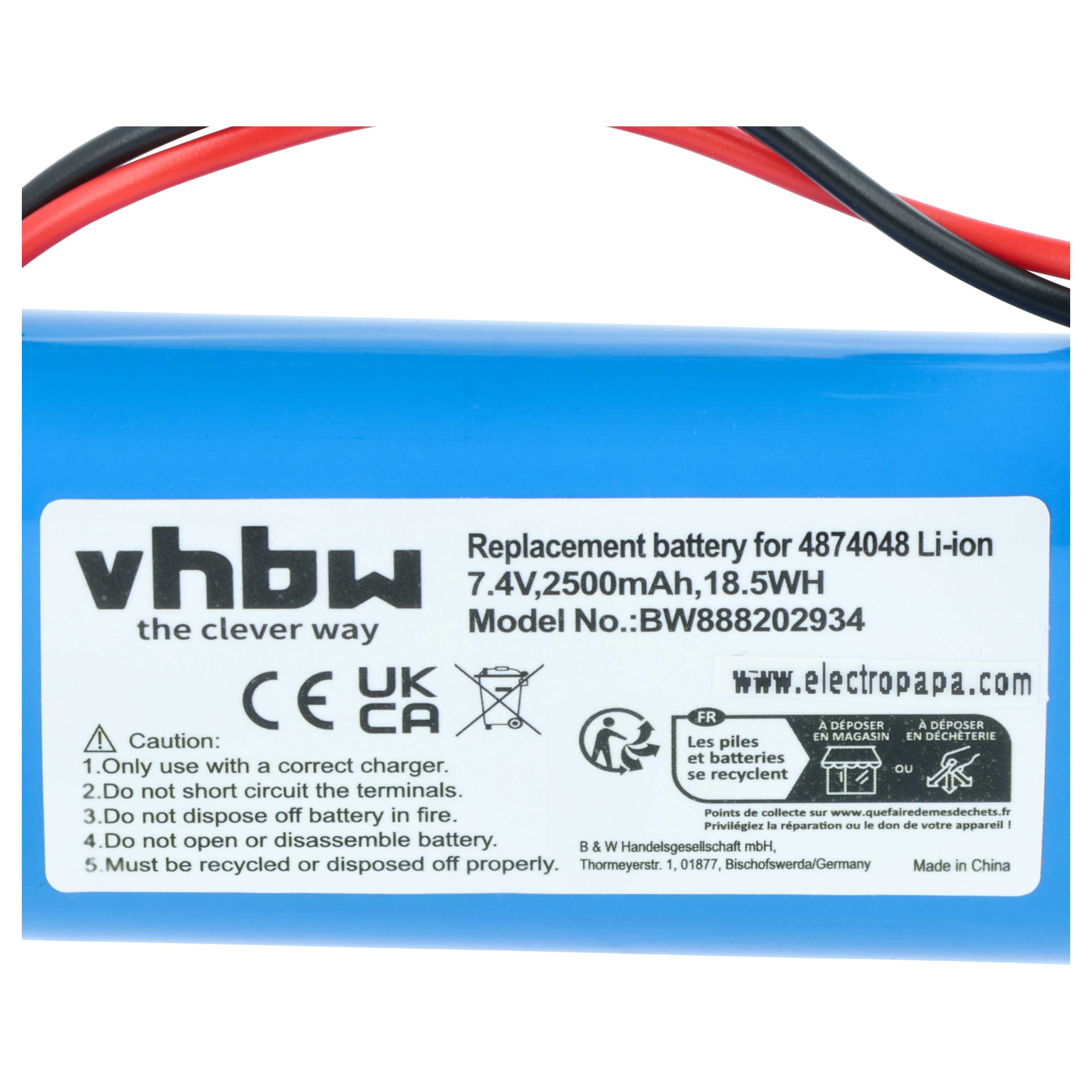 Battery replaces Severin Chill 4874048 for Severin Chill 2500mAh, 7.4V, Li-Ion