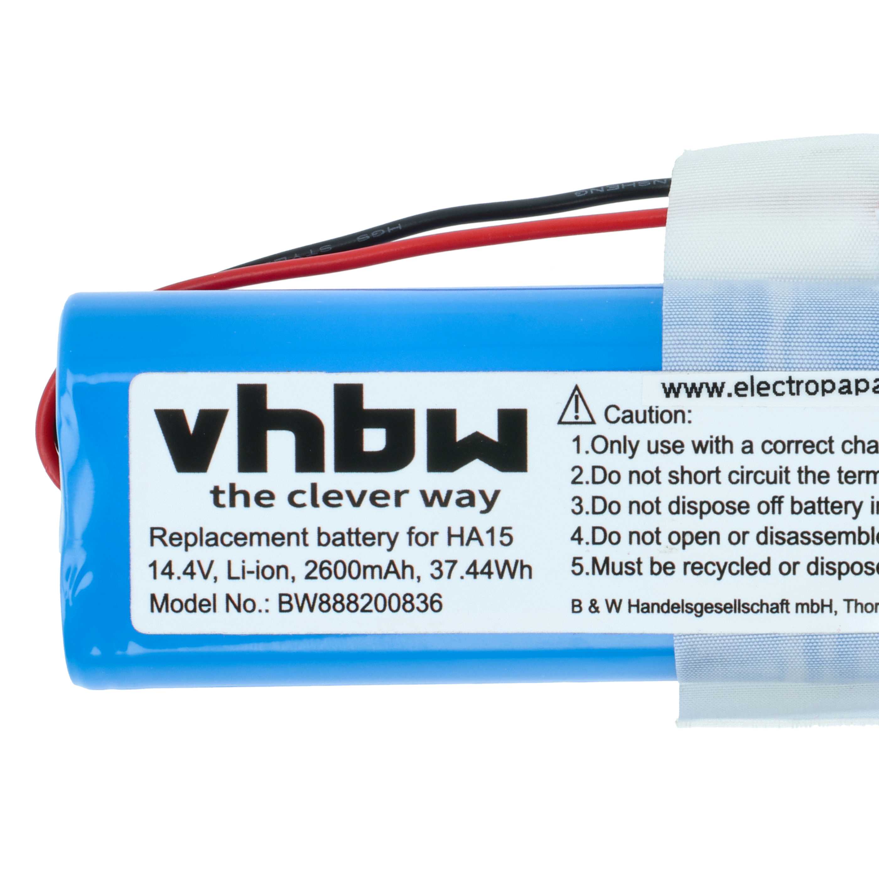 Battery suitable for Medion MD18500, MD18501, iLife V8s, iLife/ZACO V5s pro etc. 2600mAh, 14.4V, Li-Ion