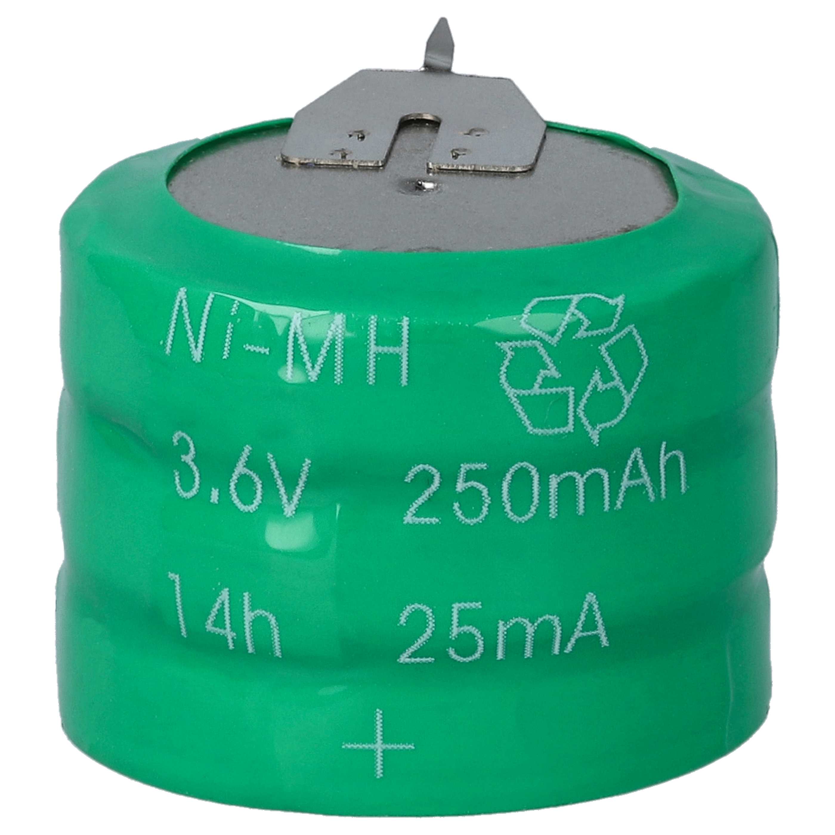 10x Button Cell Battery Type V250H for Model Building Solar Lamps etc. - 250 mAh 3.6 V NiMH
