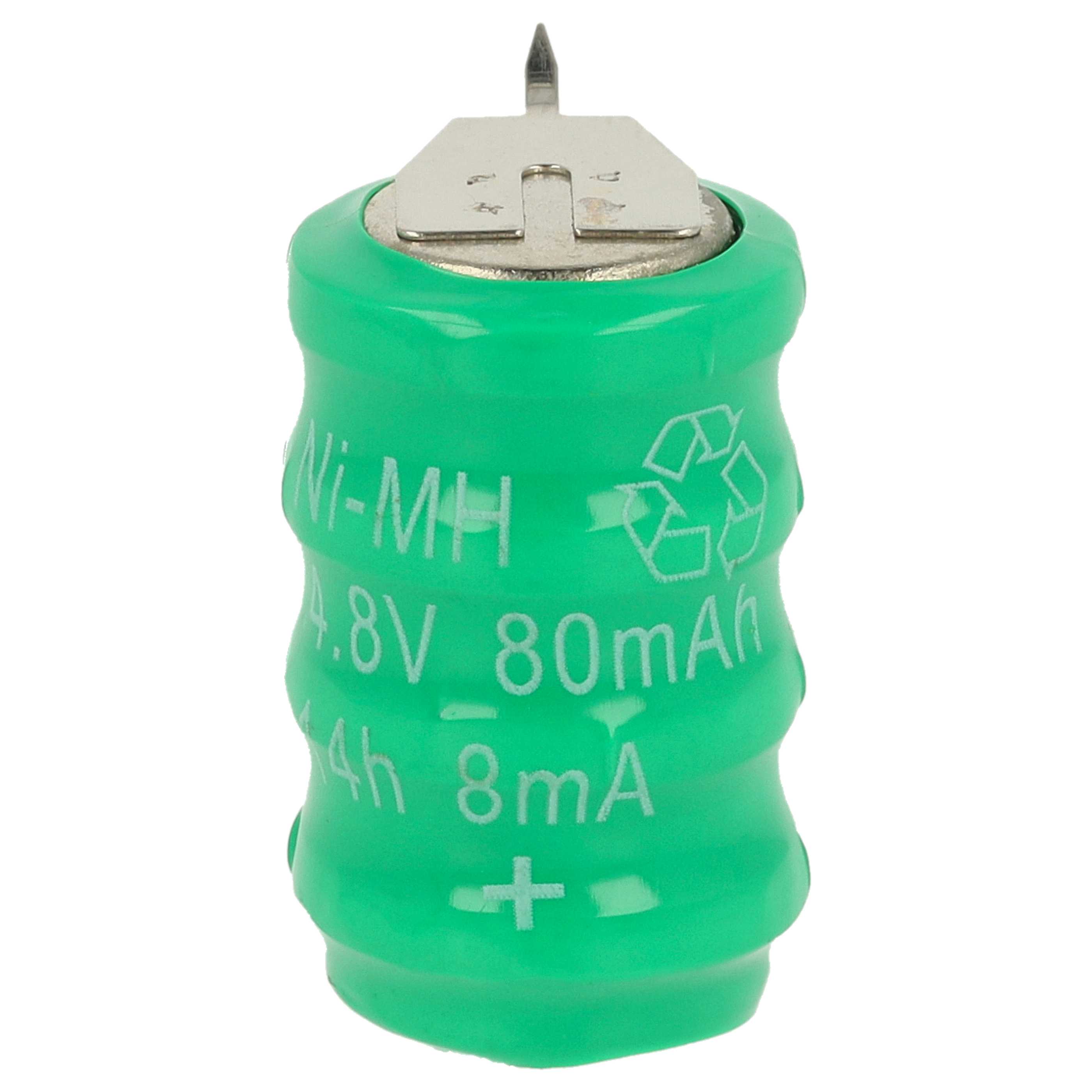 5x Button Cell Battery Type V80H 3 Pins for Model Building Solar Lamps etc. - 80 mAh 4.8 V NiMH