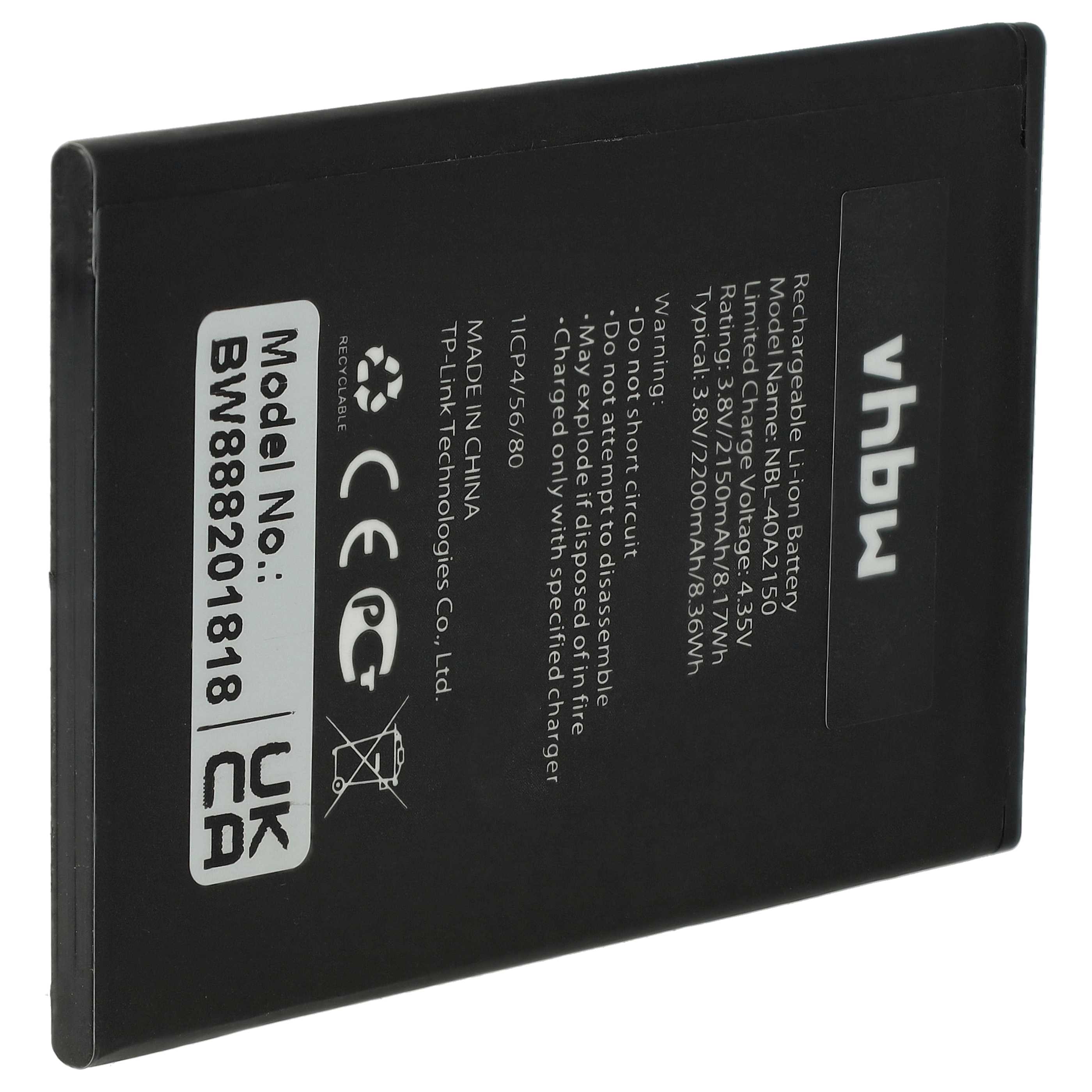 Batería reemplaza Neffos/TP-Link NBL-40A2150 para móvil, teléfono Neffos/TP-Link - 2050 mAh 3,8 V Li-Ion