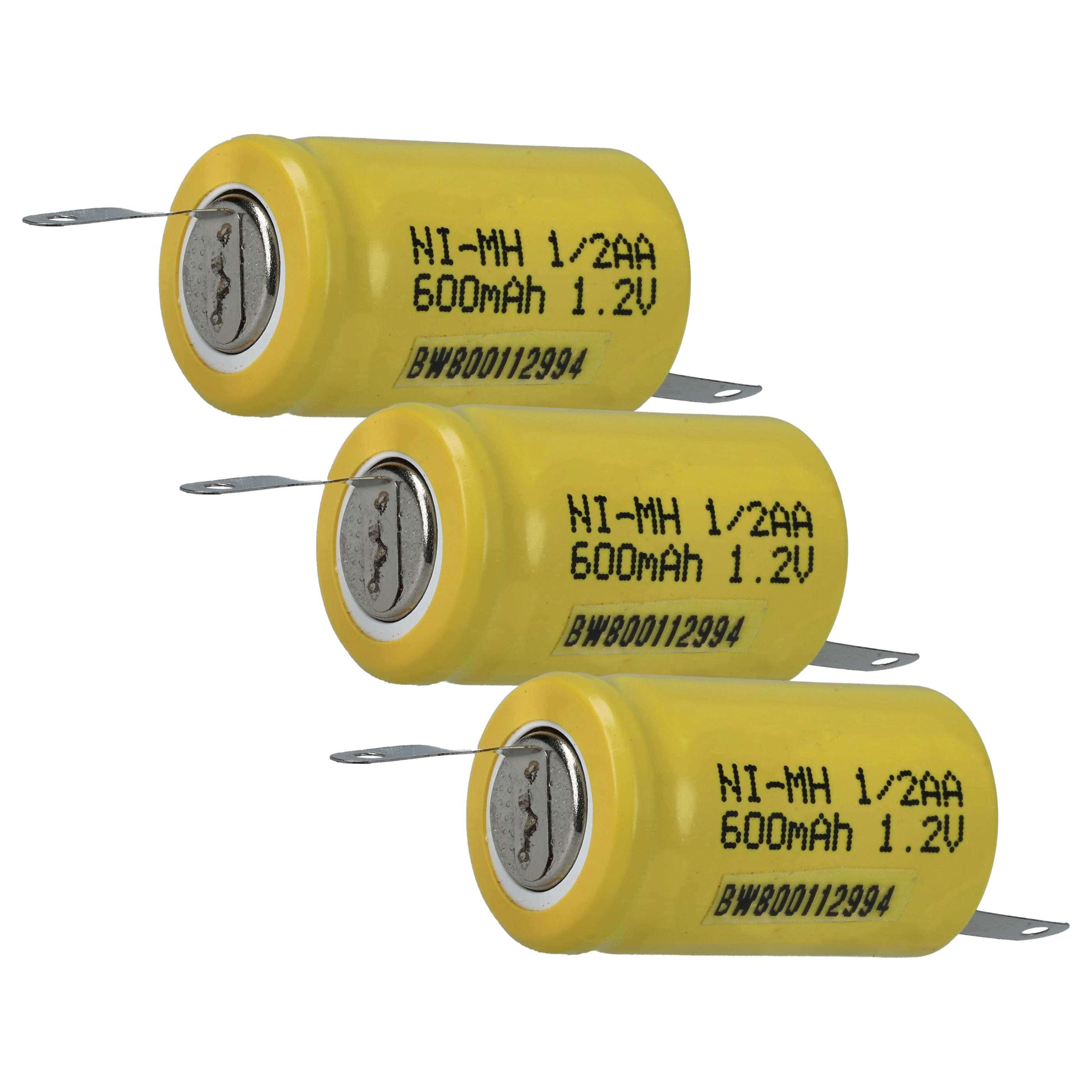 Batterie (3 pcs.) remplace 1/2AA modèle radio-télécommandé - 600mAh 1,2V NiMH