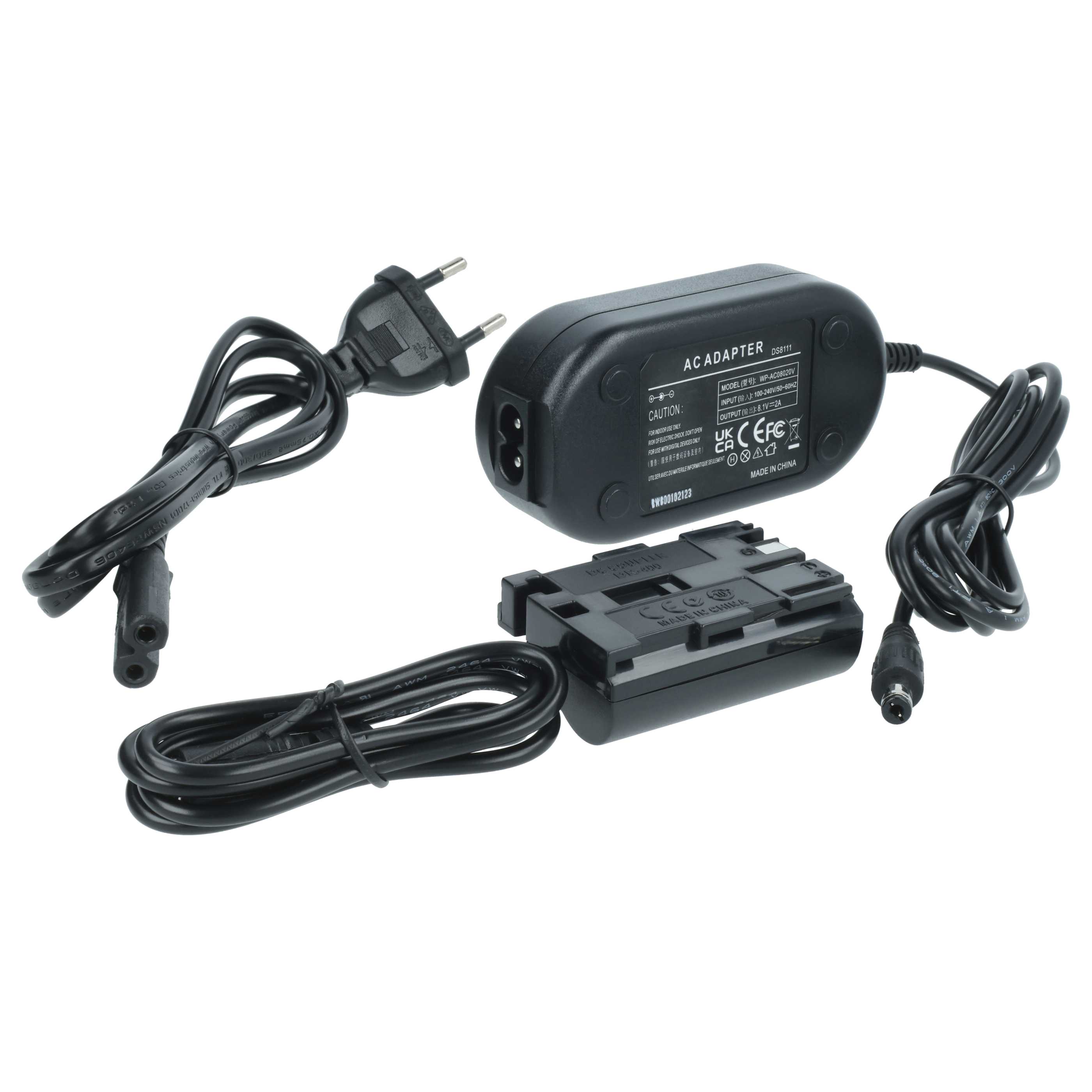 Power Supply replaces ACK-E2 DR400 for Camera + DC Coupler - 2 m, 8.1 V 2.0 A