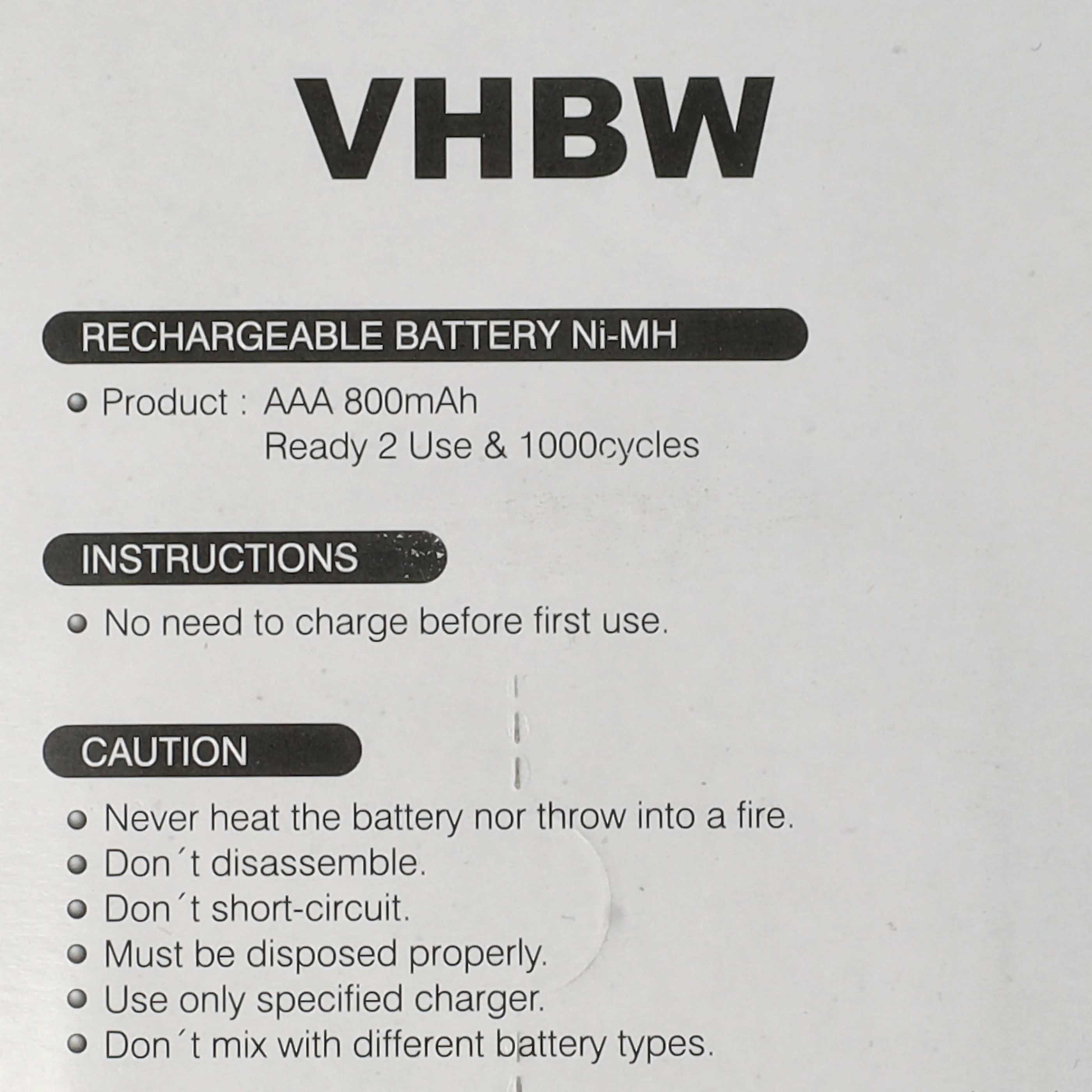 8x Batteries pour téléphone Philips, Grundig, Sennheiser, Amplicomms - 800mAh 1,2V NiMH