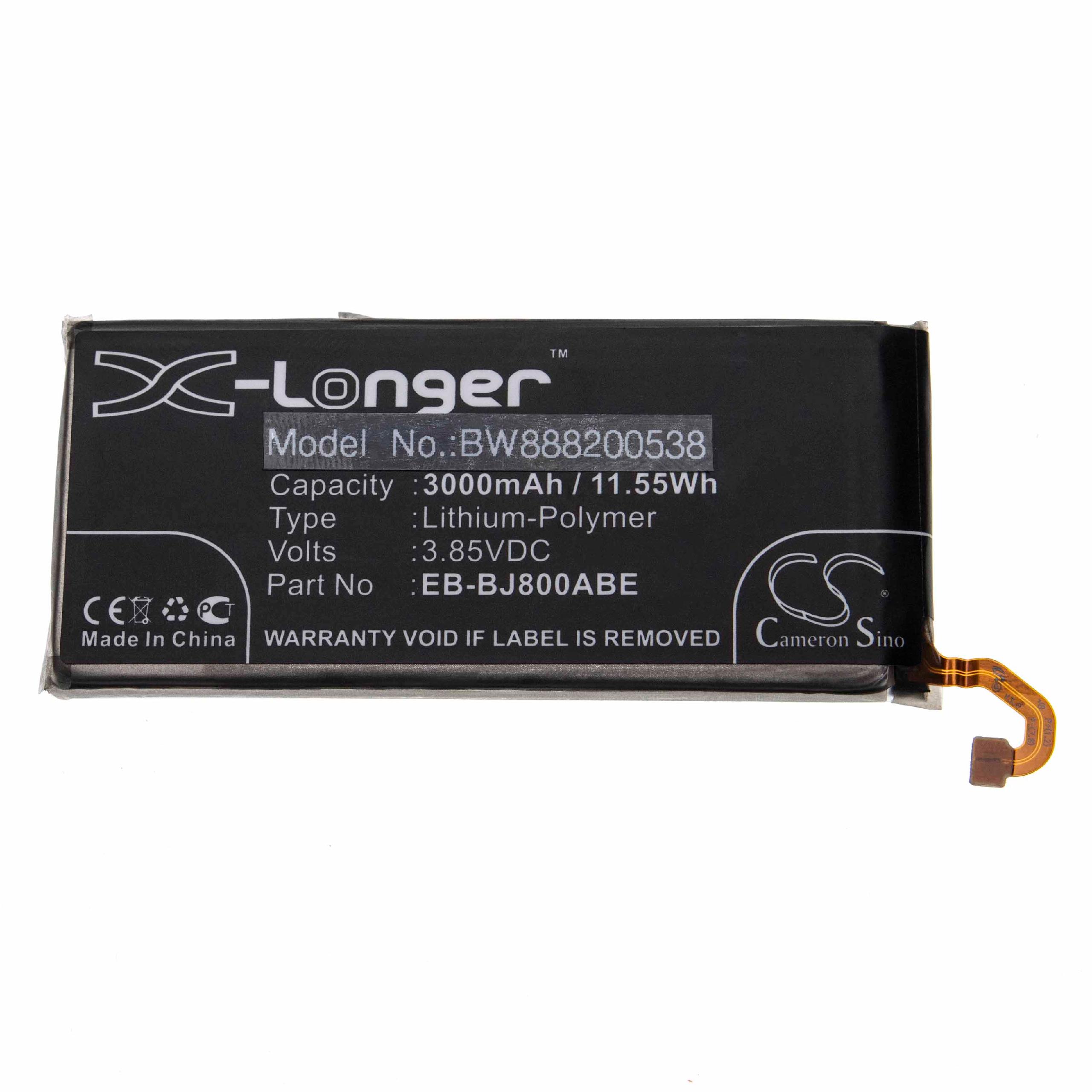 Batteria sostituisce Samsung GH82-16479A, EB-BJ800ABE per cellulare - 3000mAh 3,85V Li-Poly 
