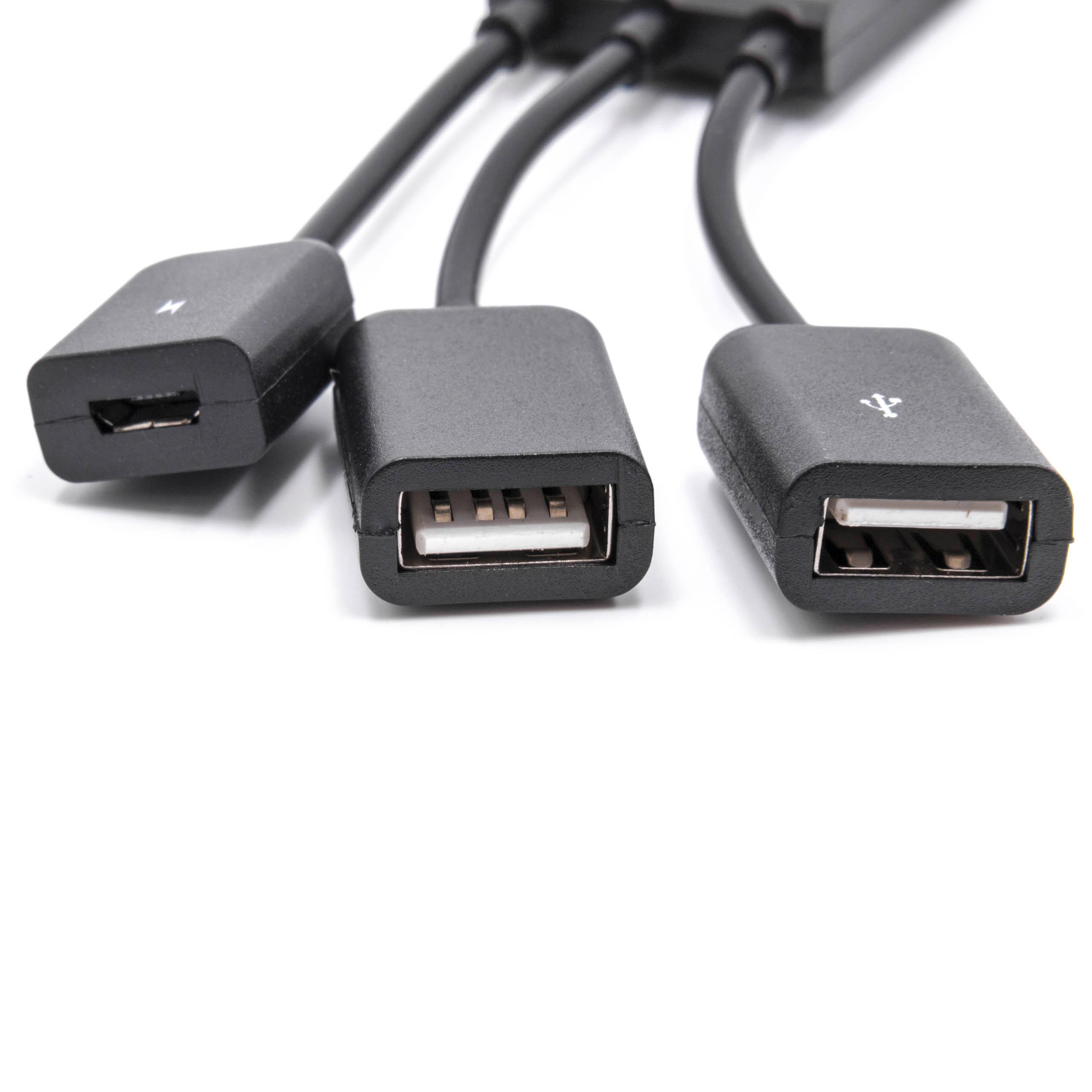 Adapter OTG USB type C (male) to micro USB port (female), 2x USB port (female) for smartphone, tablet, netbook
