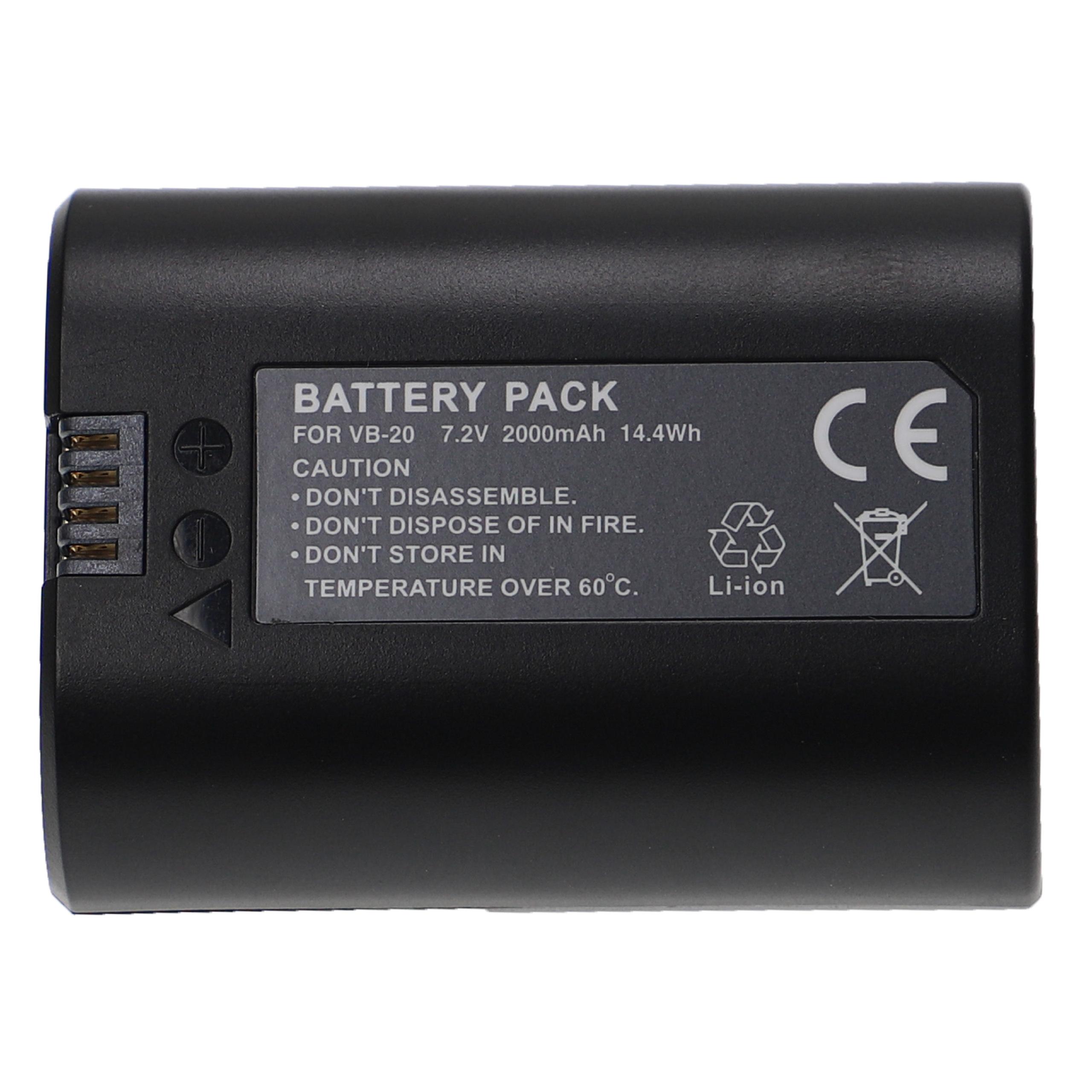 Batterie remplace Godox VB20 pour flash photo - 2000mAh 7,2V Li-ion