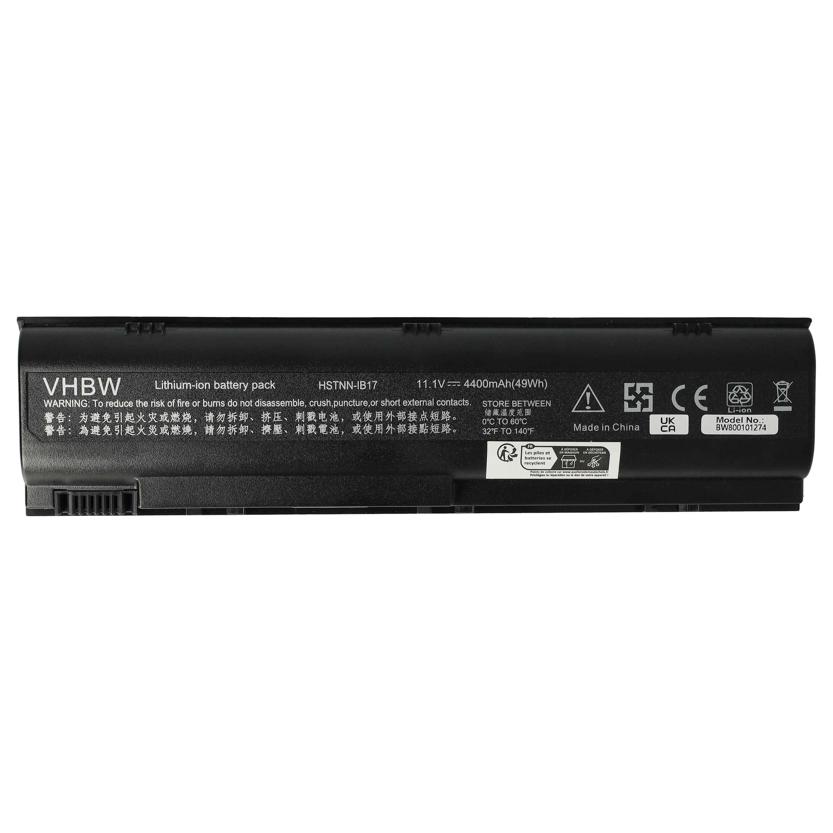 Notebook-Akku als Ersatz für HP 391883-001, 383493-001, 367760-001, 367759-001 - 4400mAh 10,8V Li-Ion, schwarz