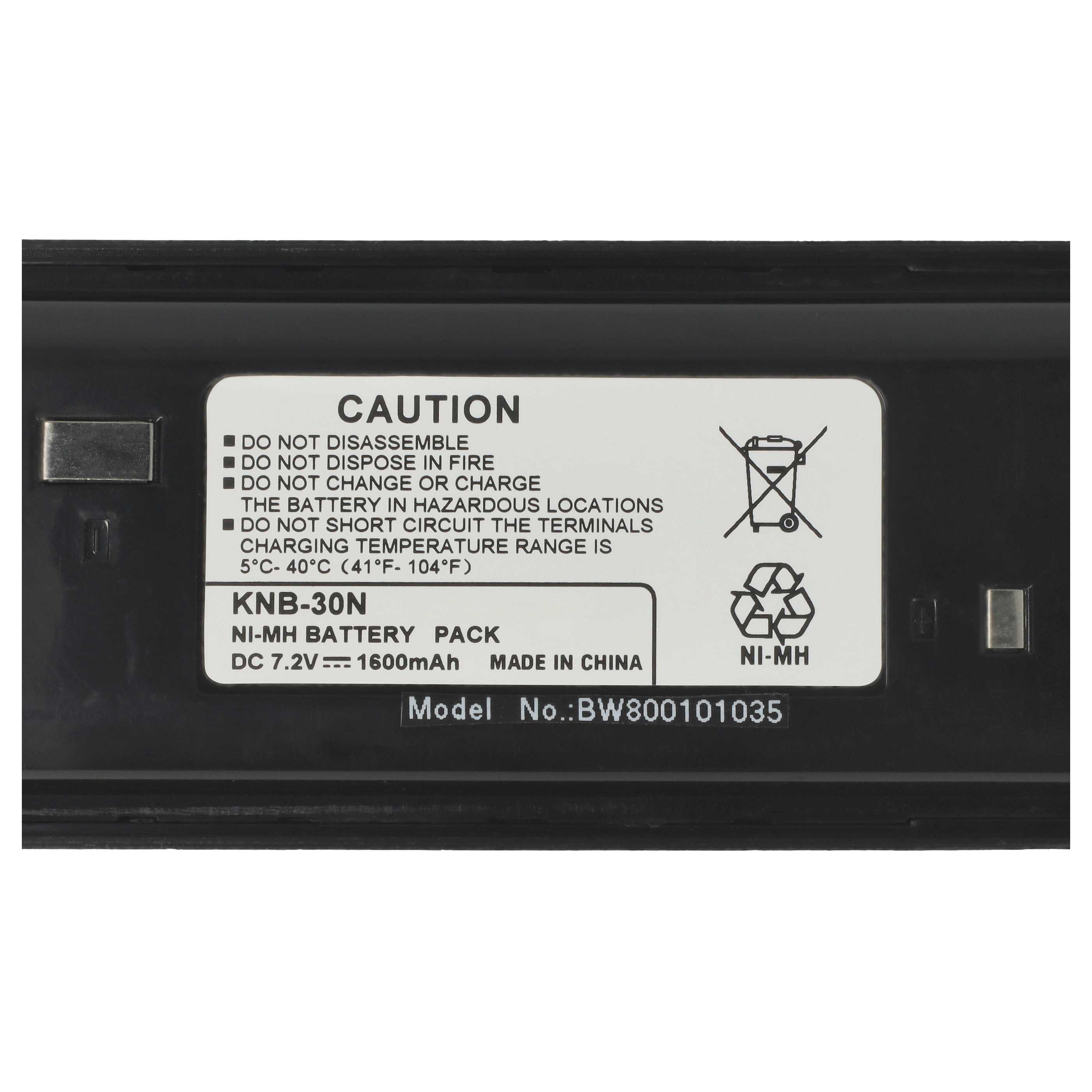 Radio Battery Replacement for Kenwood KNB-29, BPKNB45LI, BPKNB29MHXT-1, BPKNB29MH - 1600 mAh 7.2 V NiMH