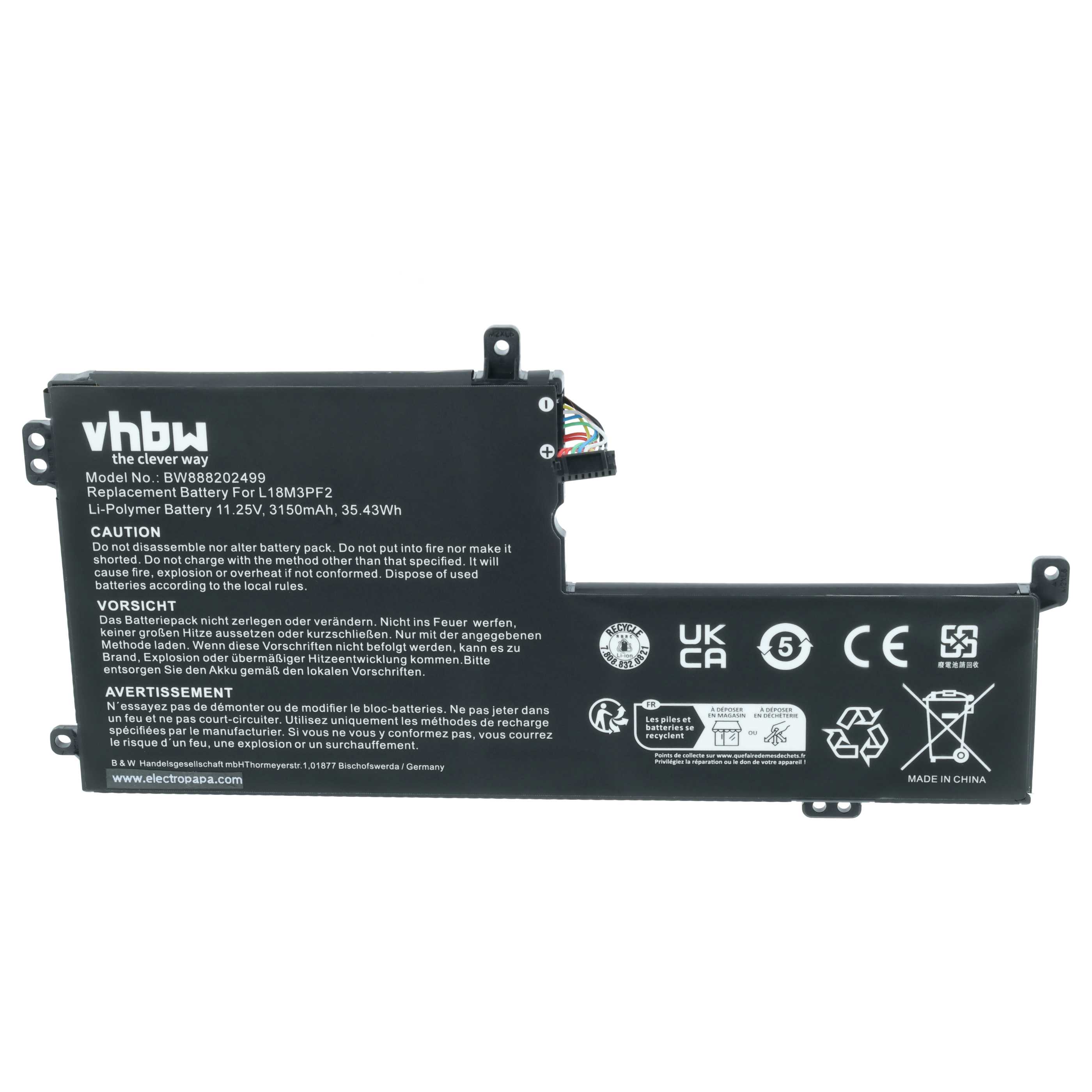 Akumulator do laptopa zamiennik Lenovo 5B10W67321, 5B10T26393, 5B10T03404, 5B10T03402 - 3150 mAh 11,25 V LiPo