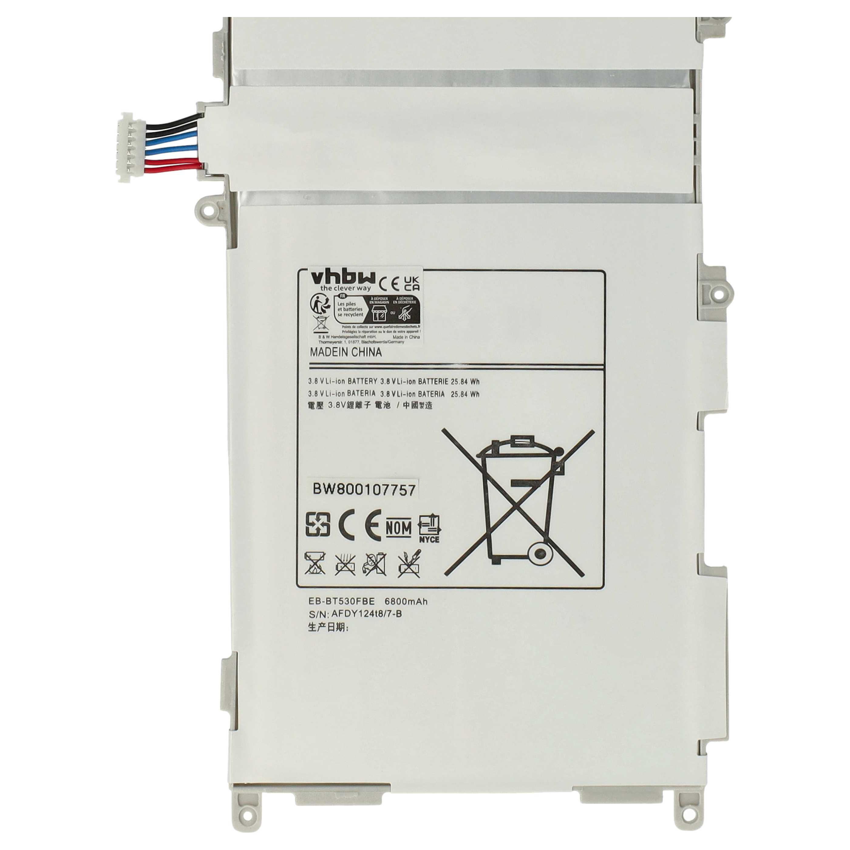 Batteria sostituisce Samsung EB-BT530FBE, EB-BT530FBU, EB-BT530FBC per notebook - 6800mAh 3,8V Li-Poly