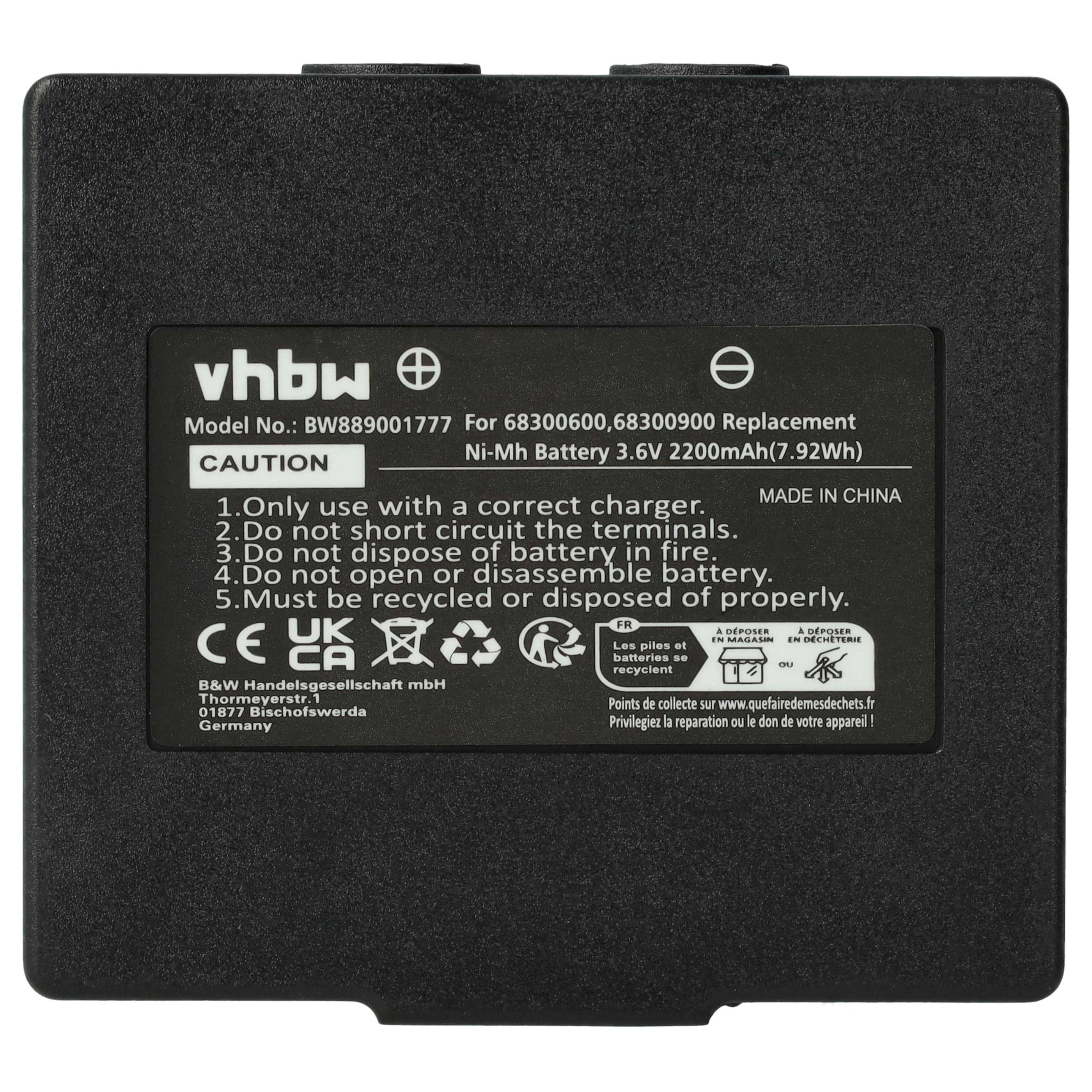 Batterie remplace Abitron KH68300990, EX2-22 - 2200mAh 3,6V NiMH