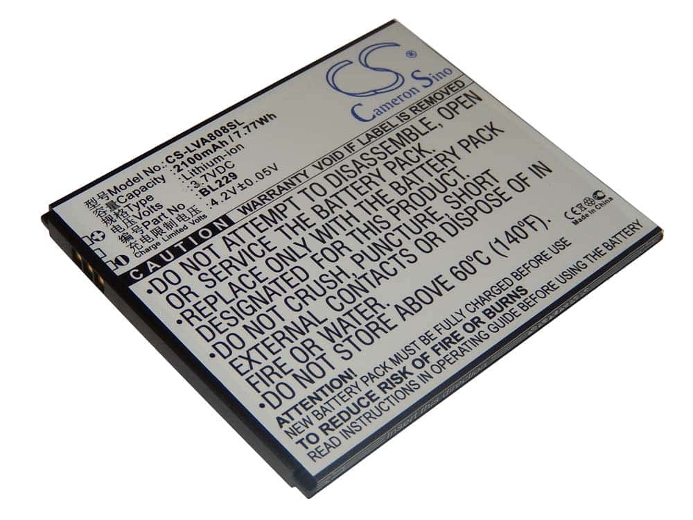 Batterie remplace Lenovo BL229 pour téléphone portable - 2500mAh, 3,7V, Li-ion