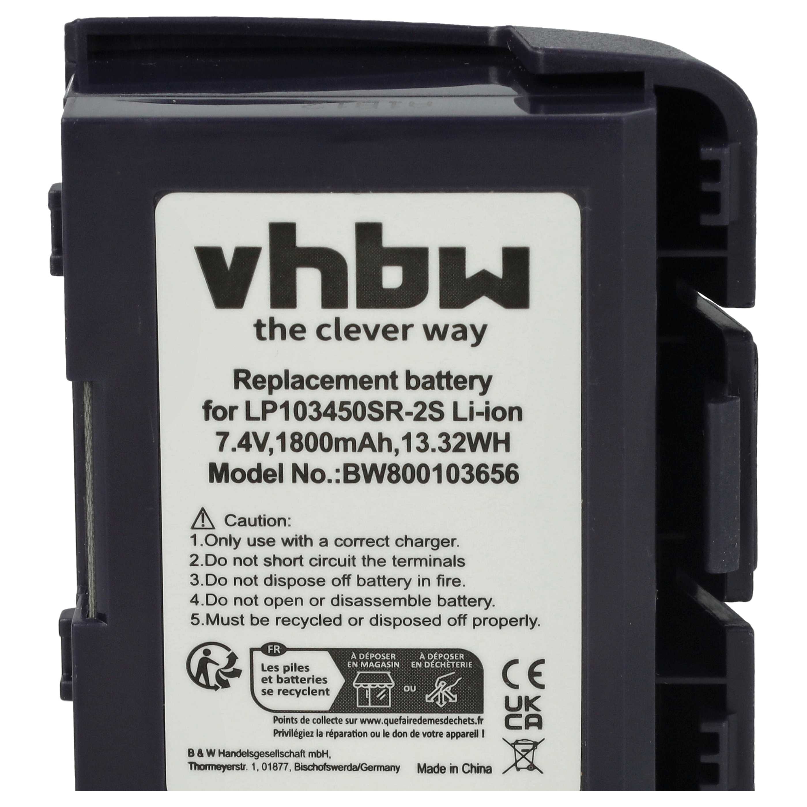 Batería reemplaza Verifone 24016-01-R para lector de tarjetas con chip (1800 mAh, 7,4 V, Li-Ion)