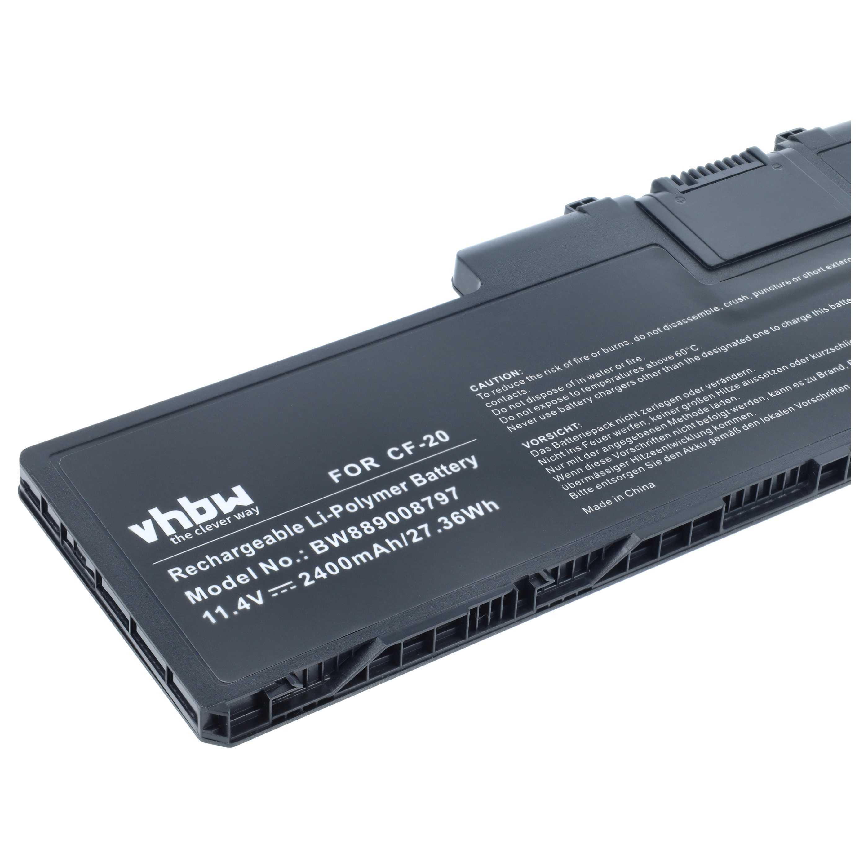 Notebook-Akku als Ersatz für Panasonic CF-VZSU0QJS für Panasonic - 2400mAh 11,4V Li-Polymer, schwarz