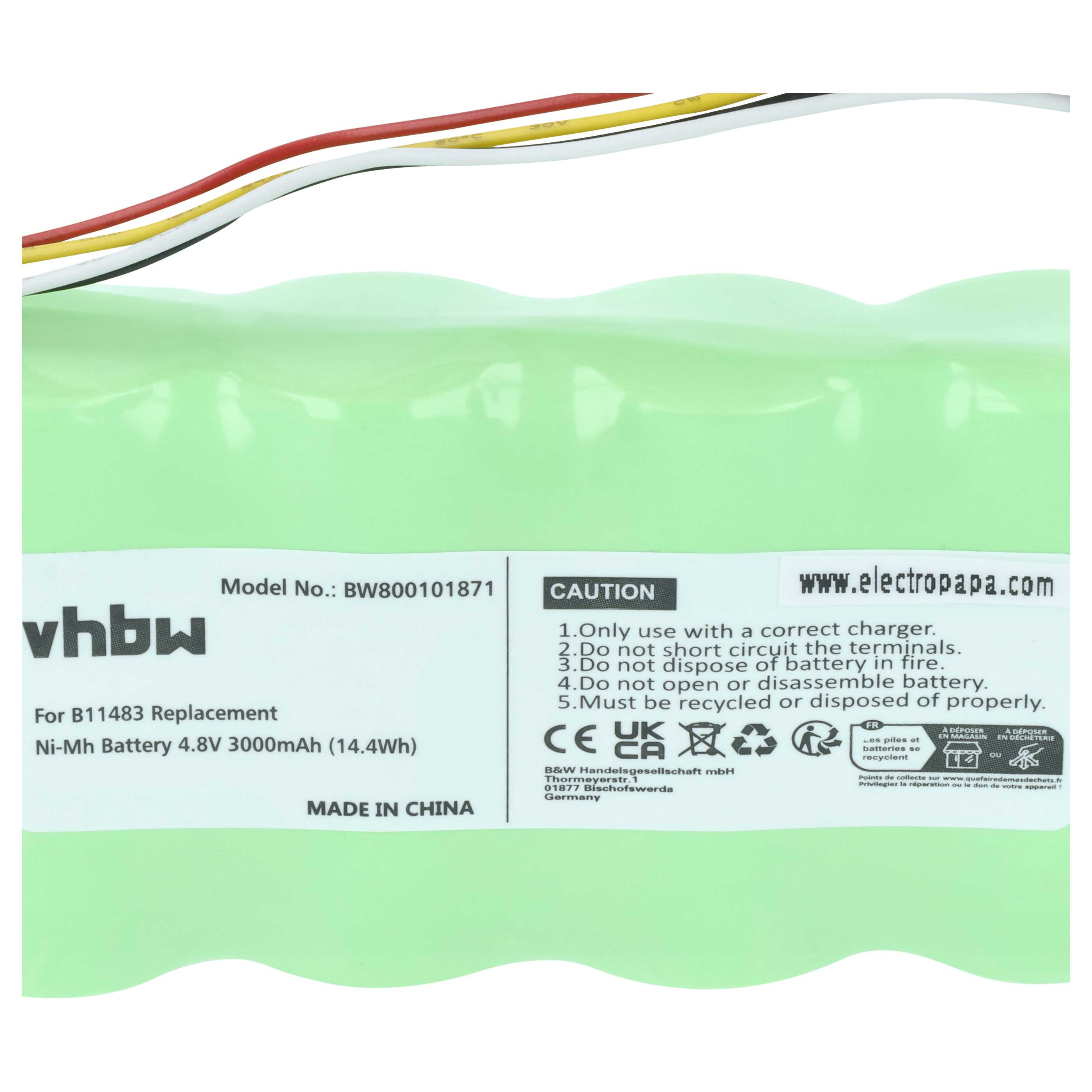 Messtechnik-Akku als Ersatz für Fluke BP120MH, B11483, BP120 für Fluke - 3000mAh 4,8V NiMH
