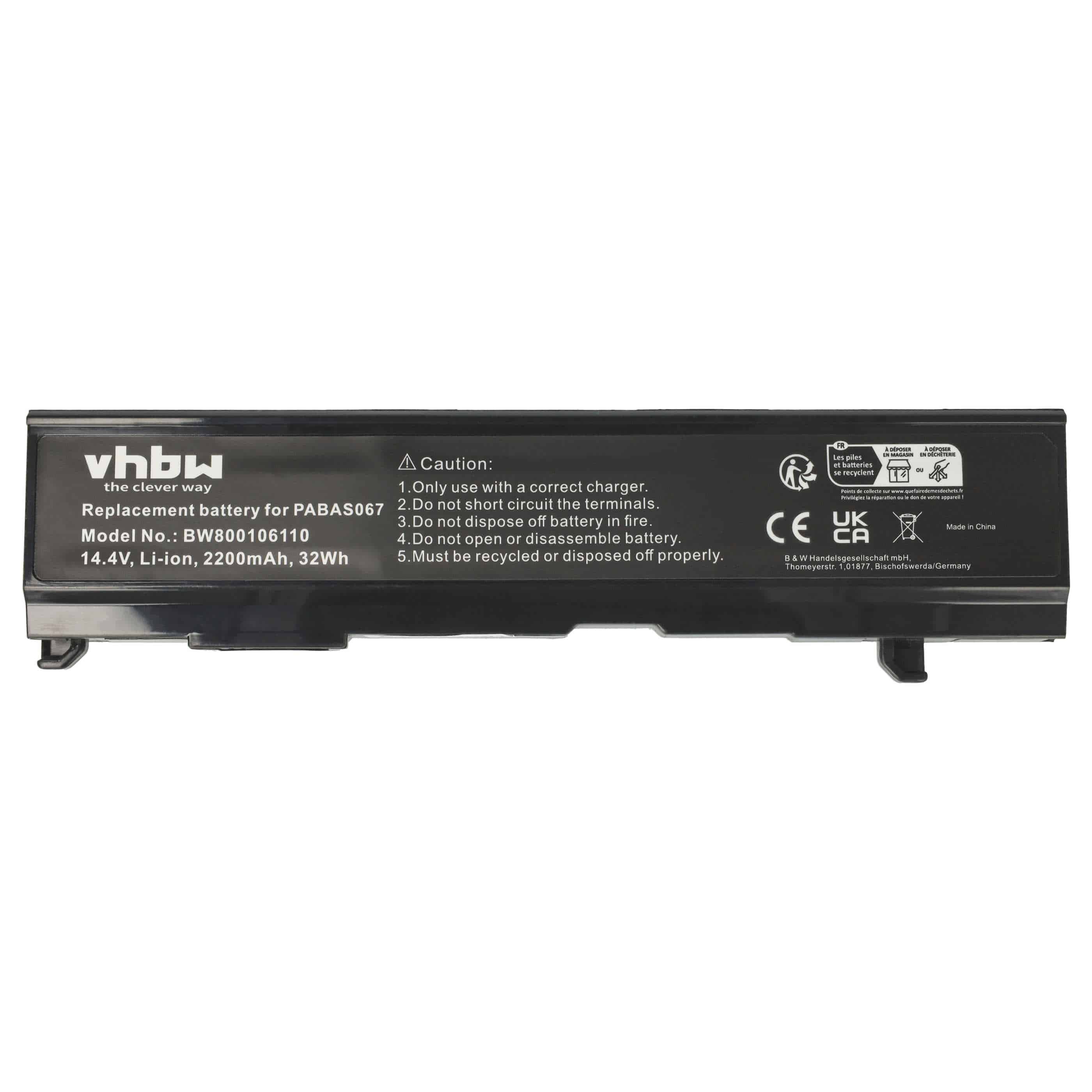 Akumulator do laptopa zamiennik Toshiba PA3451U-1BRS, PABAS067 - 2200 mAh 14,4 V Li-Ion, czarny