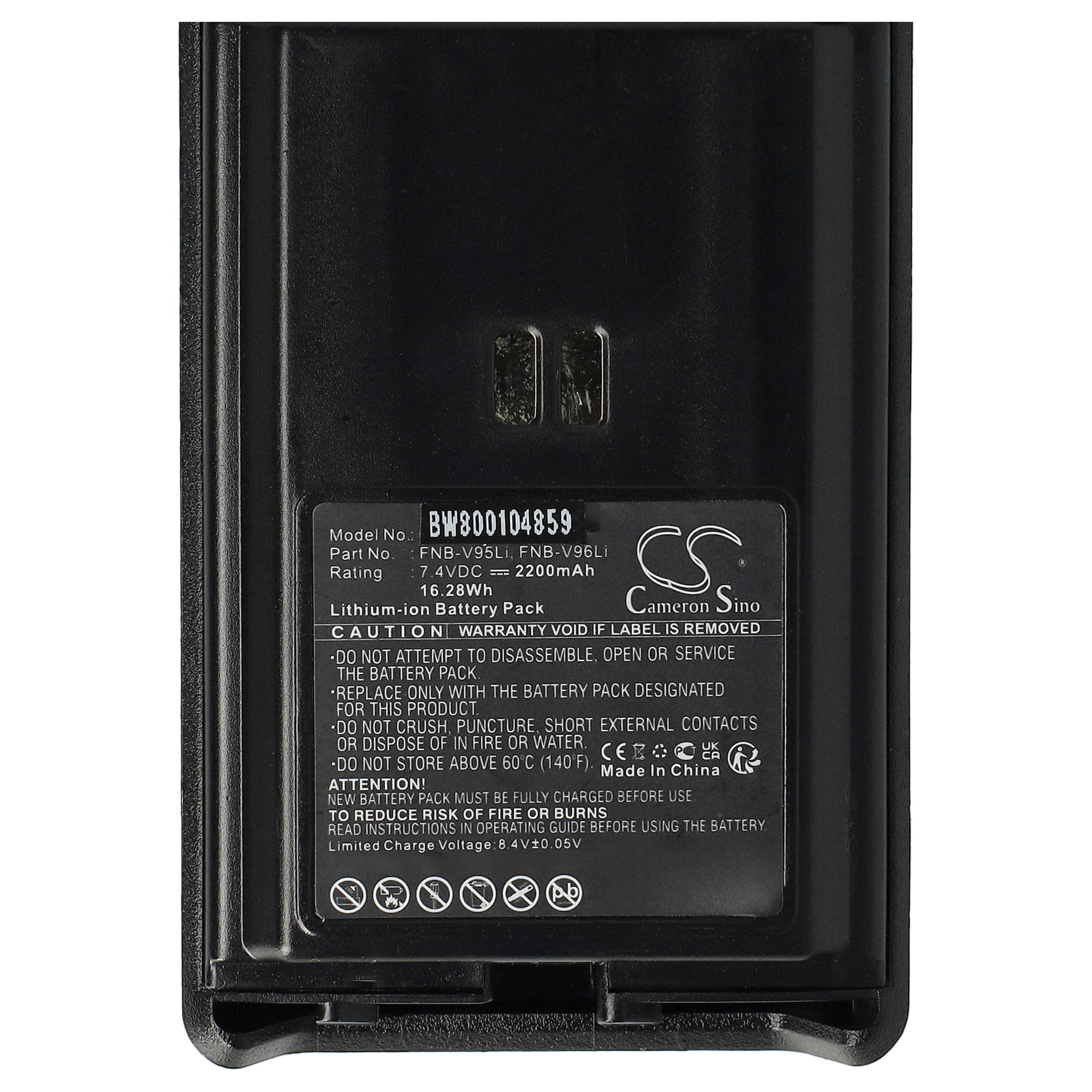 Radio Battery replaces Vertex Yaesu FNB-V96, FNB-V95Li, FNB-V96Li, FNB-V95 - 2200 mAh 7.4 V Li-Ion