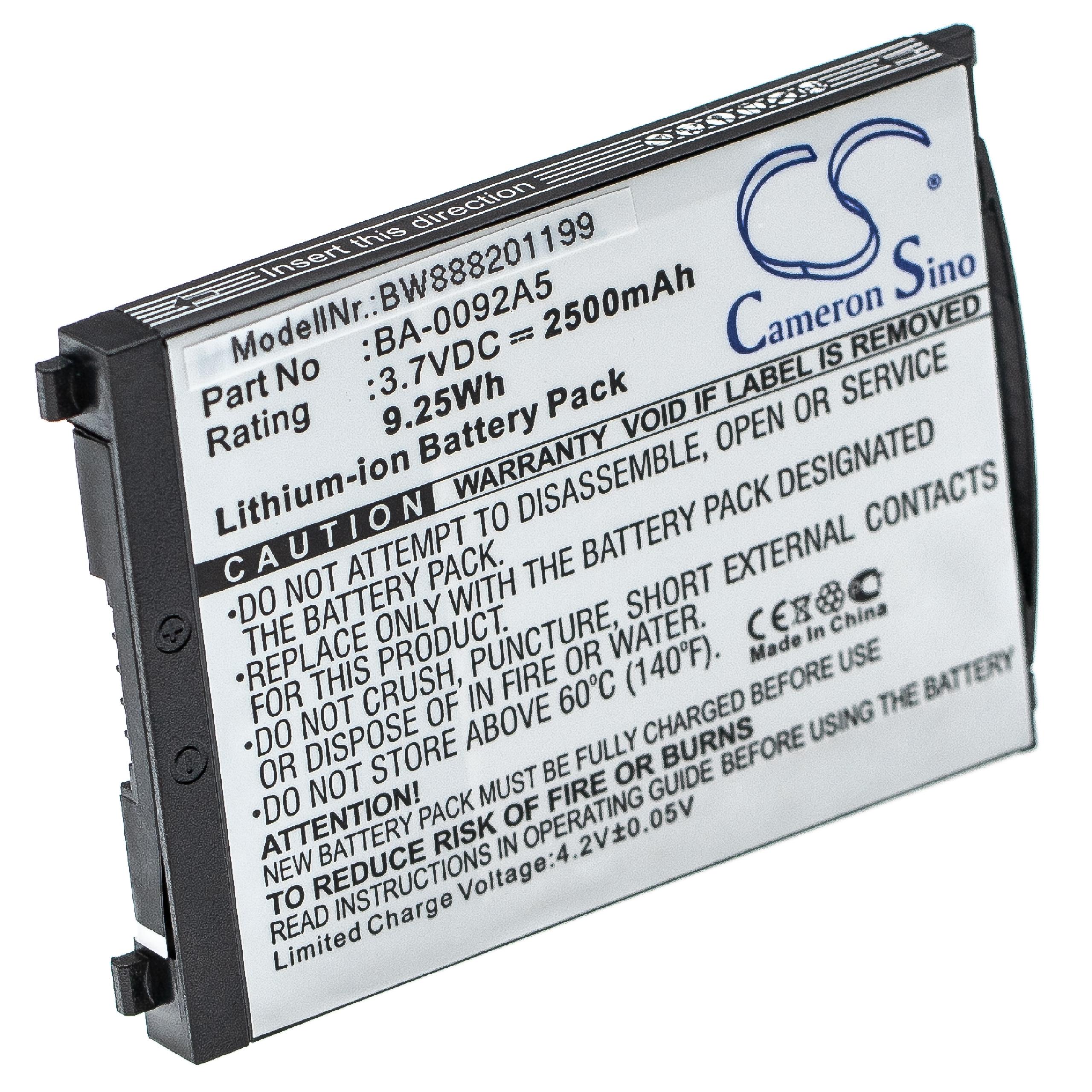 Batterie remplace CipherLab BA-0092A5, BA-0093A0, BT-160LA pour scanner de code-barre - 2500mAh 3,7V Li-ion