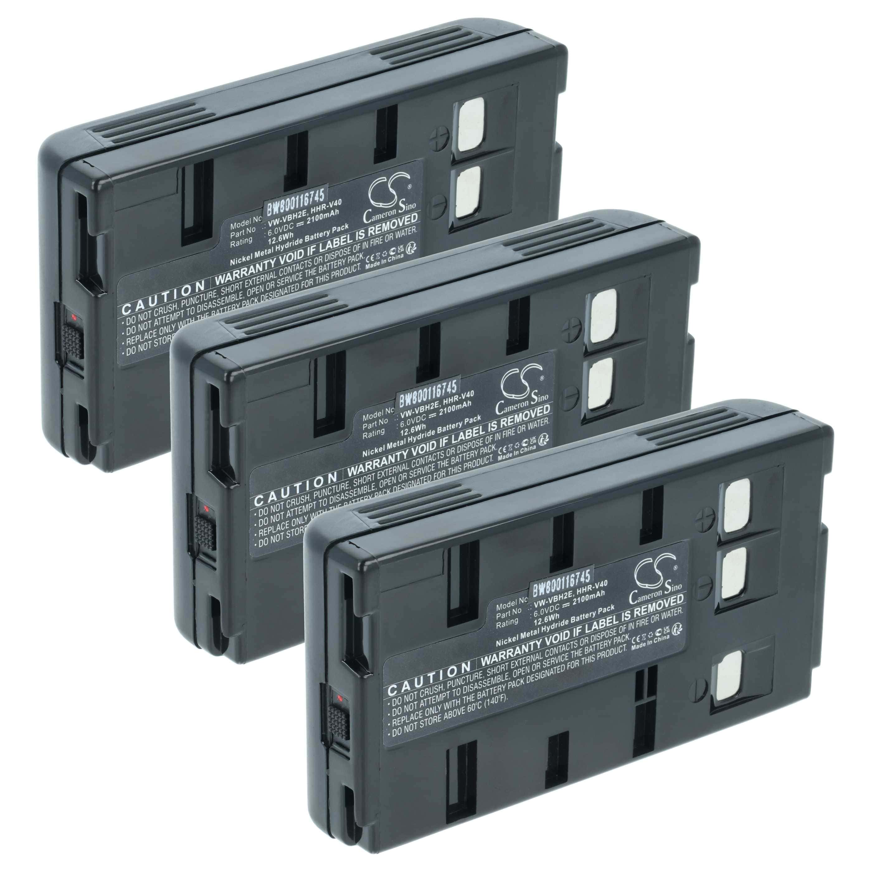 Videocamera 3x Battery replaces JVC BN-V22U, BN-V20, BN-V24U, BN-V22, BN-V20US, BN-V20U - 2000 mAh 6 V NiMH