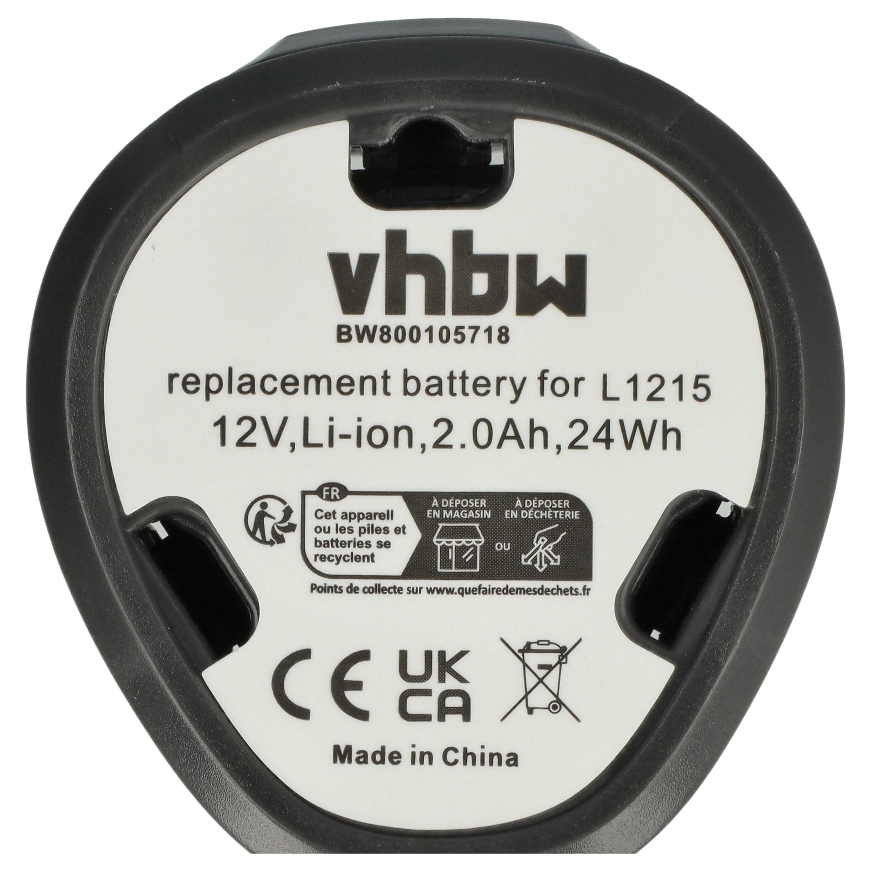 Battery replaces AEG 4932352824, 584932, 4932, 3520, 3526 for Electric Power Tool - 2000 mAh, 12 V, Li-Ion