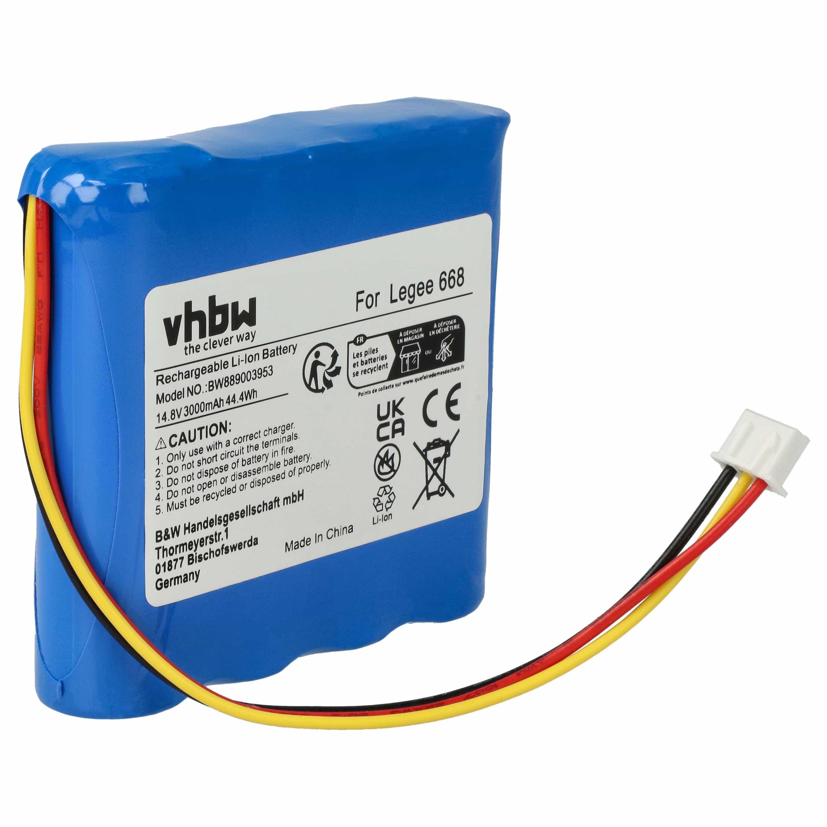 Battery replaces Hobot HB668P108 for Hobot 3000mAh, 14.8V, Li-Ion