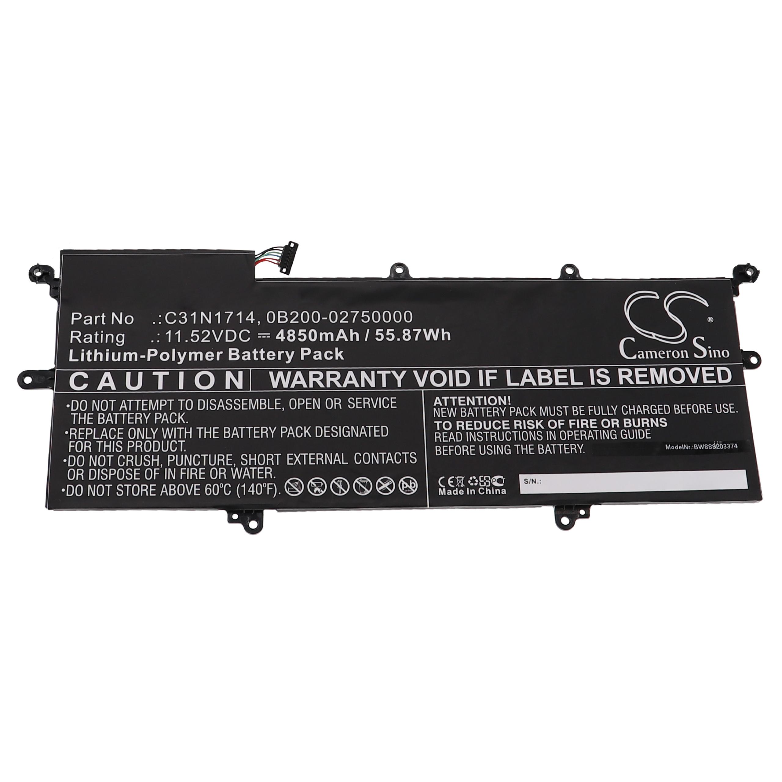 Notebook Battery Replacement for Asus 0B200-02750000, C31N1714 - 4850mAh 11.52V Li-polymer